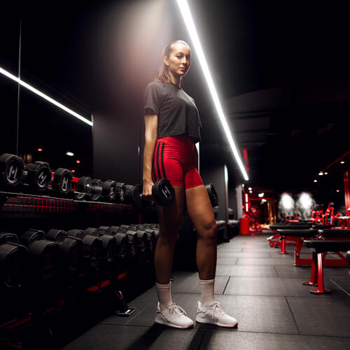 Short de fitness femme, rouge