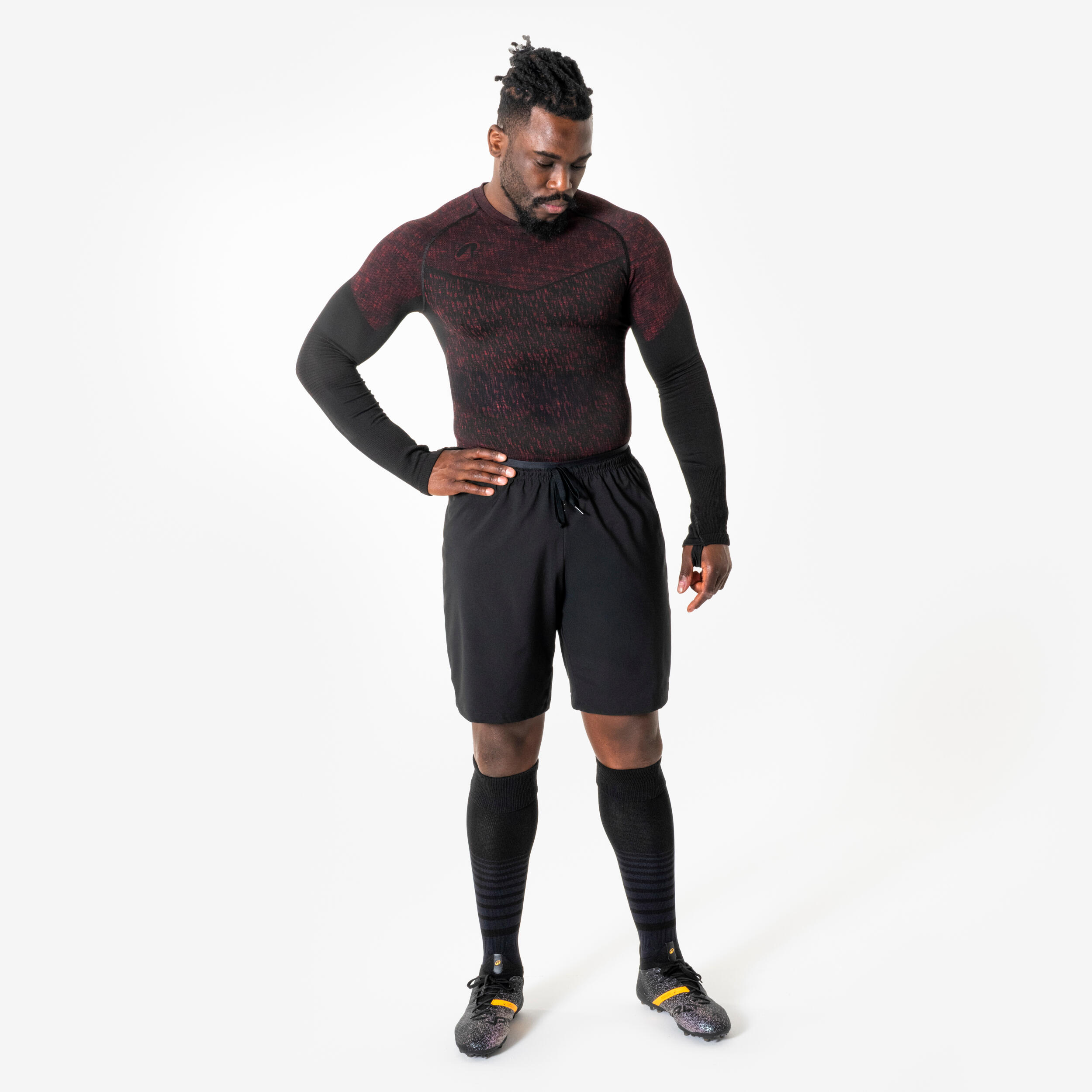 Sous-maillot de foot thermique seamless manches longues mixte, Keepdry marron 7/9
