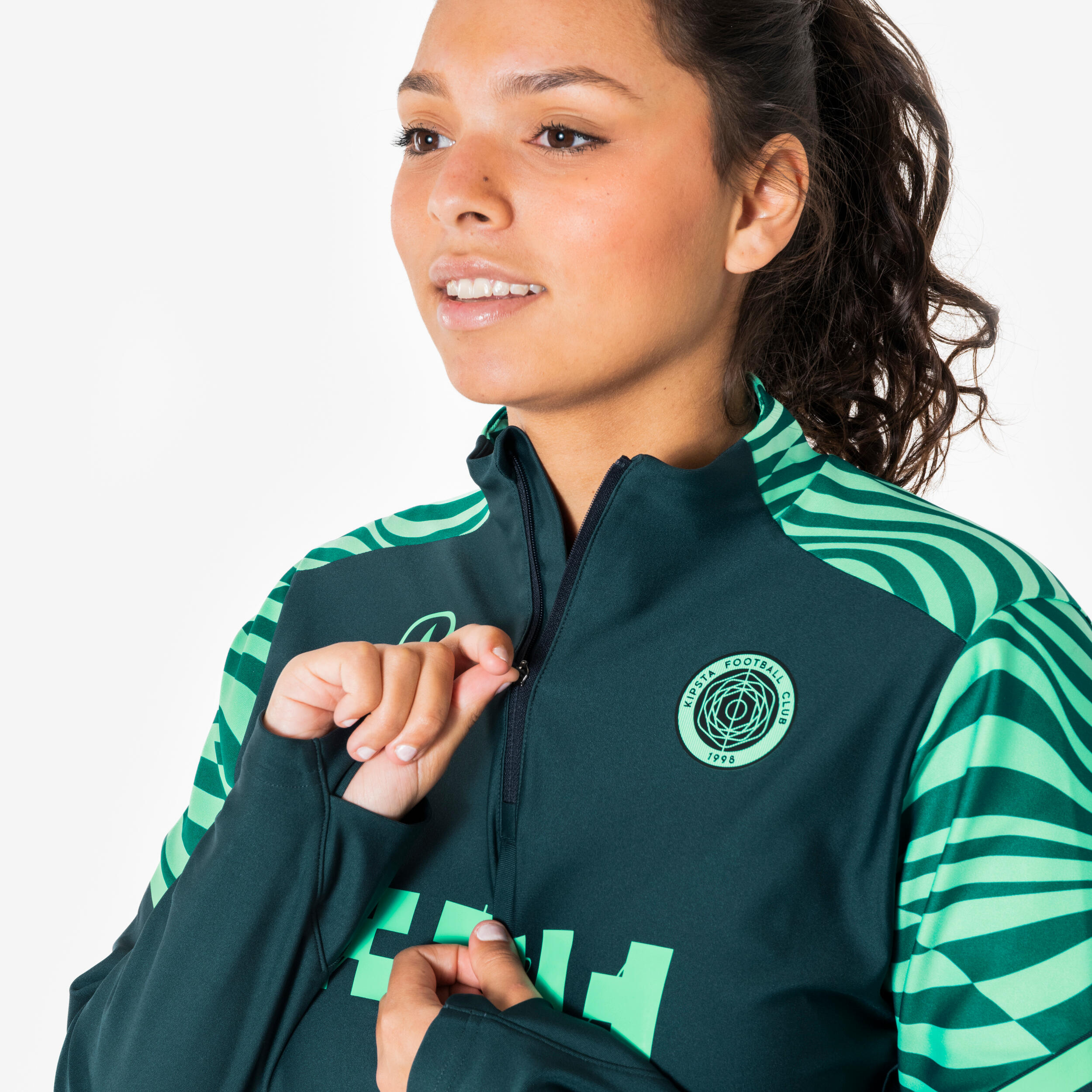 Sweatshirt de Futebol Meio Fecho Mulher Viralto Verde 2/11