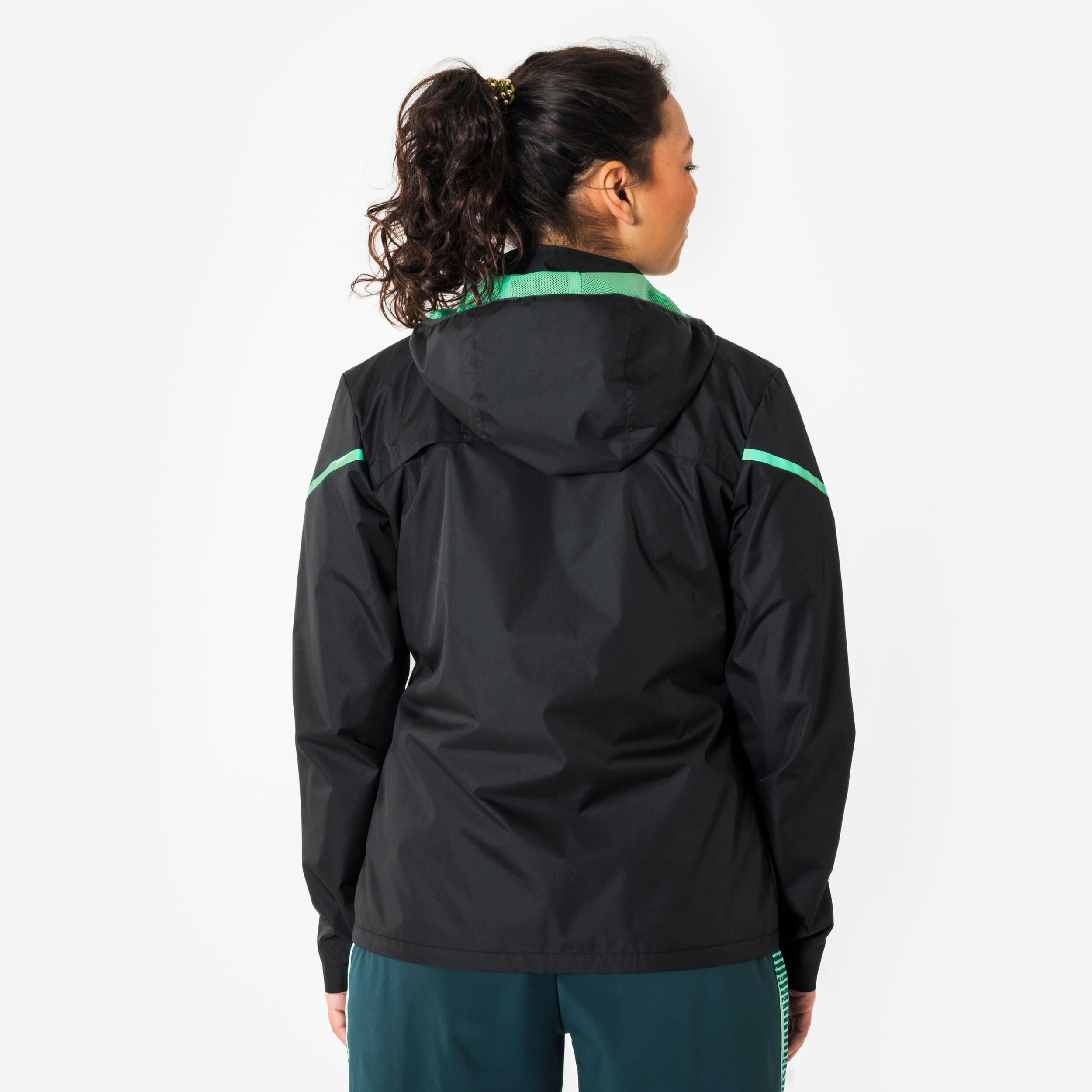 Giacca impermeabile calcio donna VIRALTO nero-verde 4/5