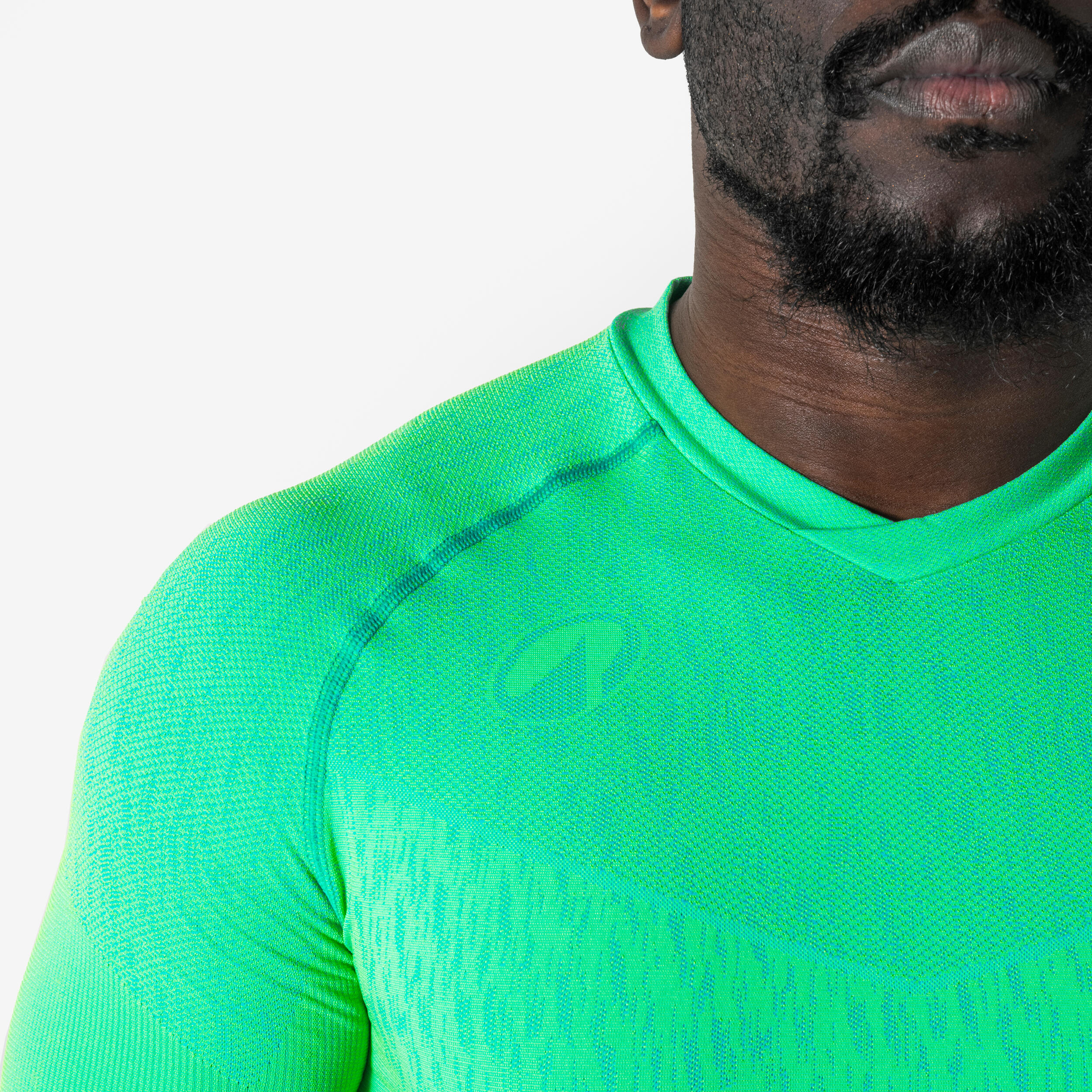 Sous-maillot de foot thermique seamless manches longues mixte, Keepdry vert fluo 6/8