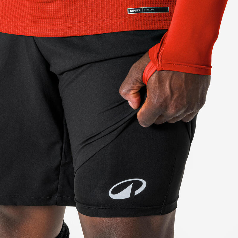Șort de fotbal Keepdry light negru unisex