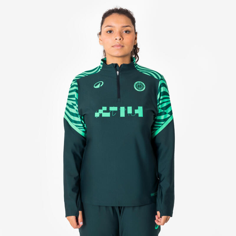 Bluză cu fermoar scurt Fotbal Viralto Verde Damă