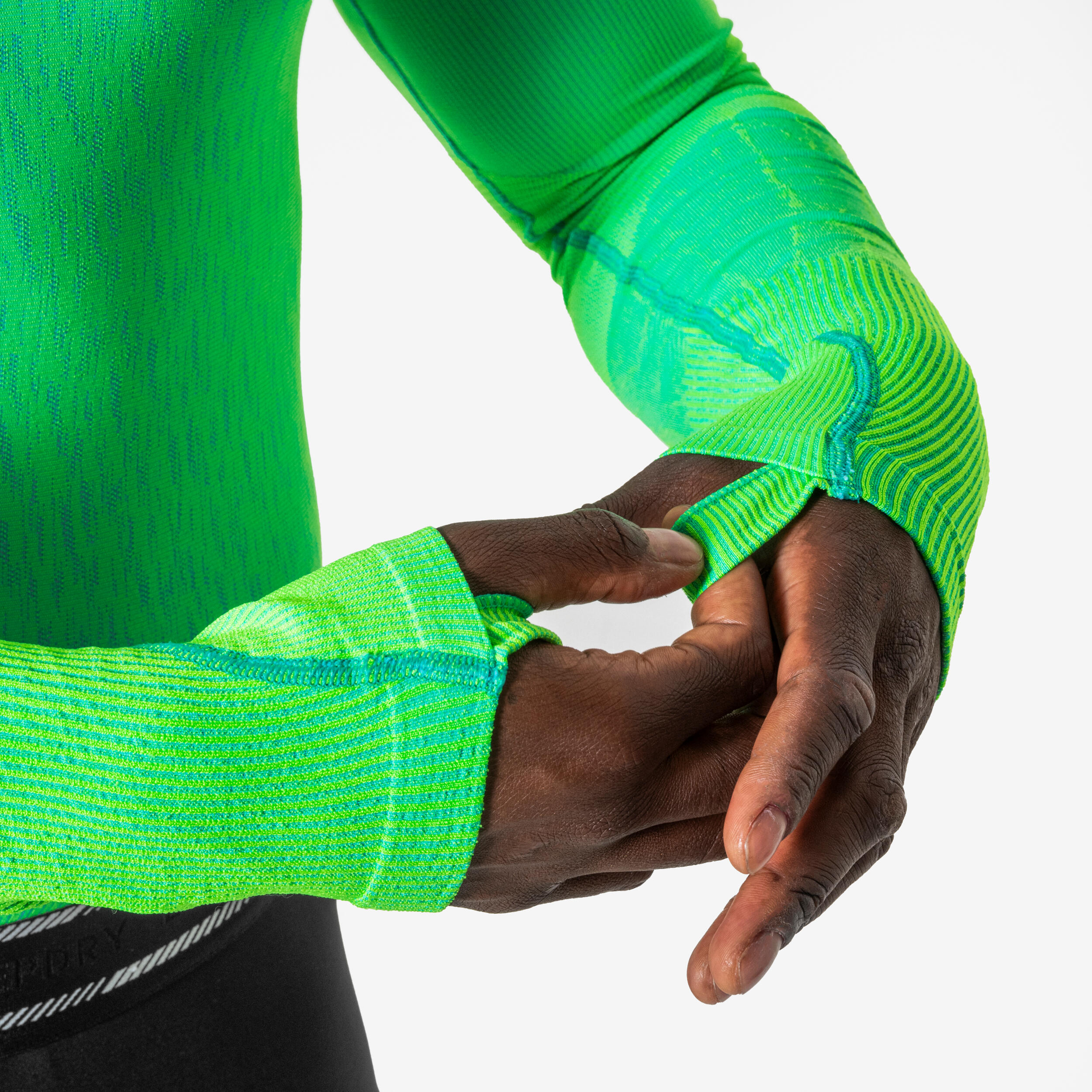 Sous-maillot de foot thermique seamless manches longues mixte, Keepdry vert fluo 4/8