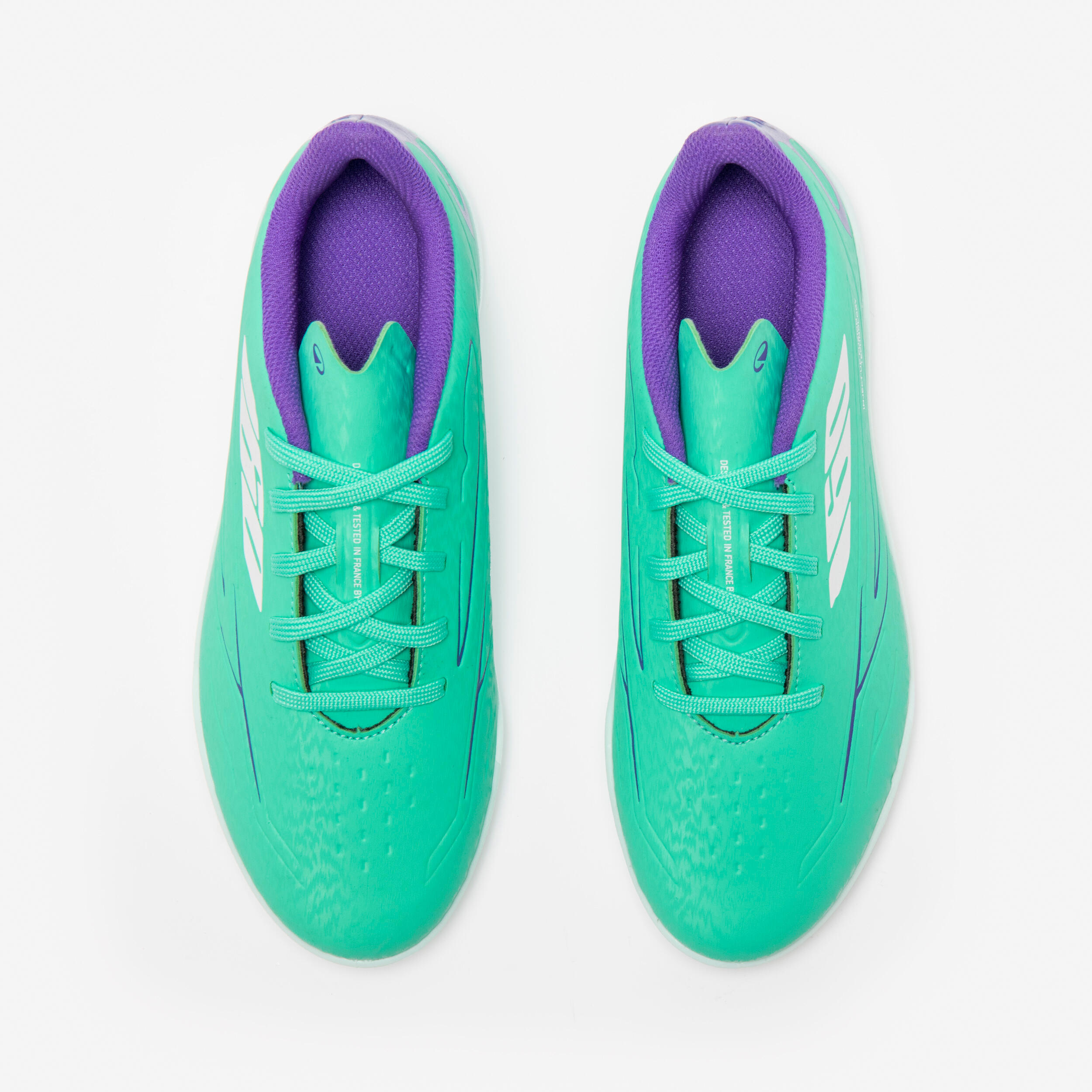 Chaussures de soccer enfant a lacets 160 jr tf vert marine 7/10