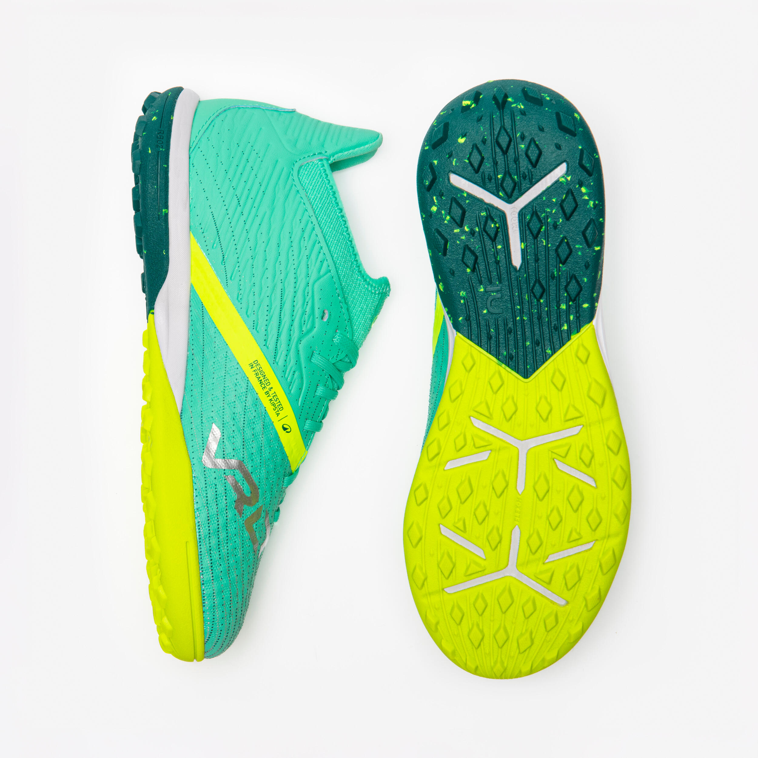 Kids' Lace-Up Soccer Cleats Viralto III Turf - Green - KIPSTA