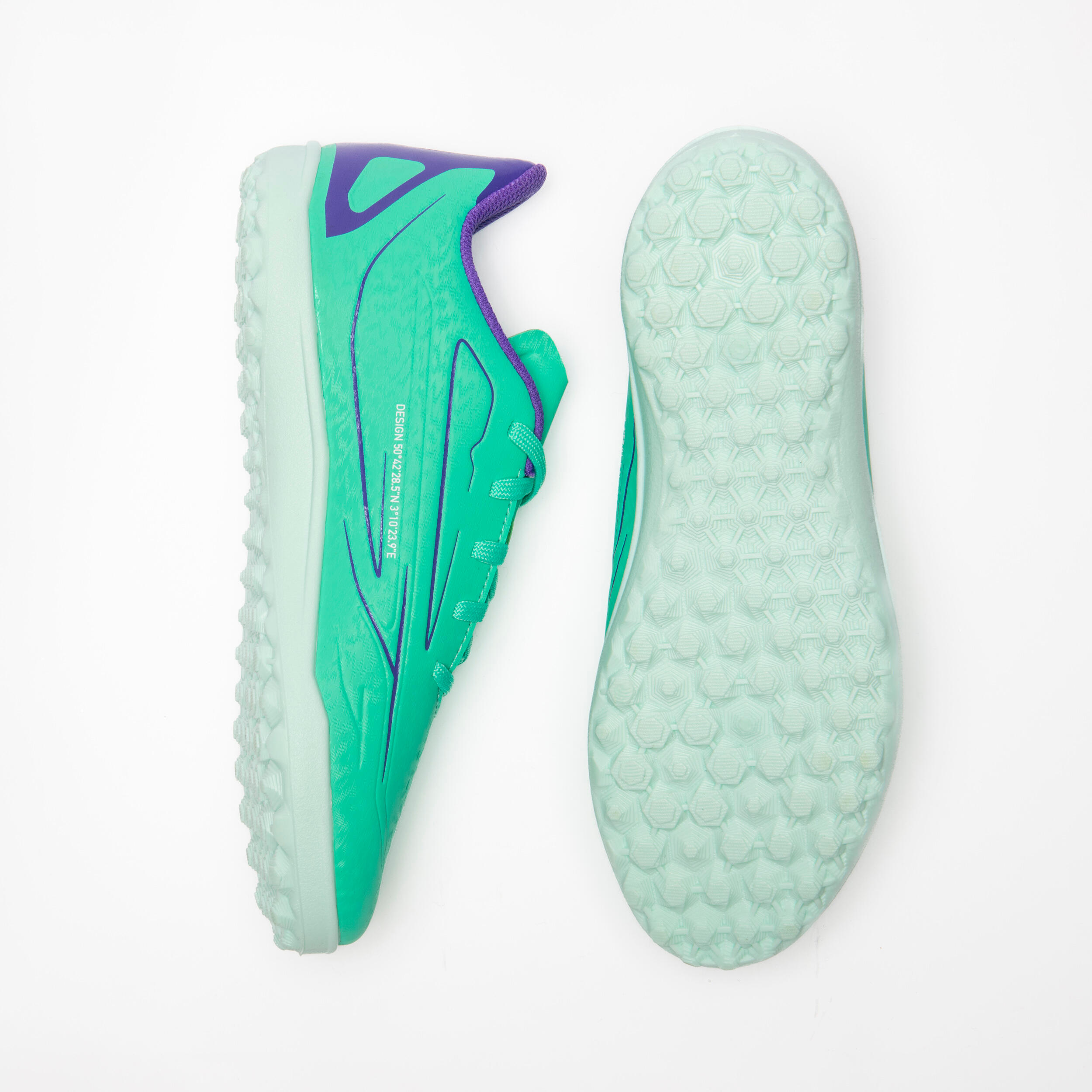 Chaussures de soccer enfant a lacets 160 jr tf vert marine 8/10
