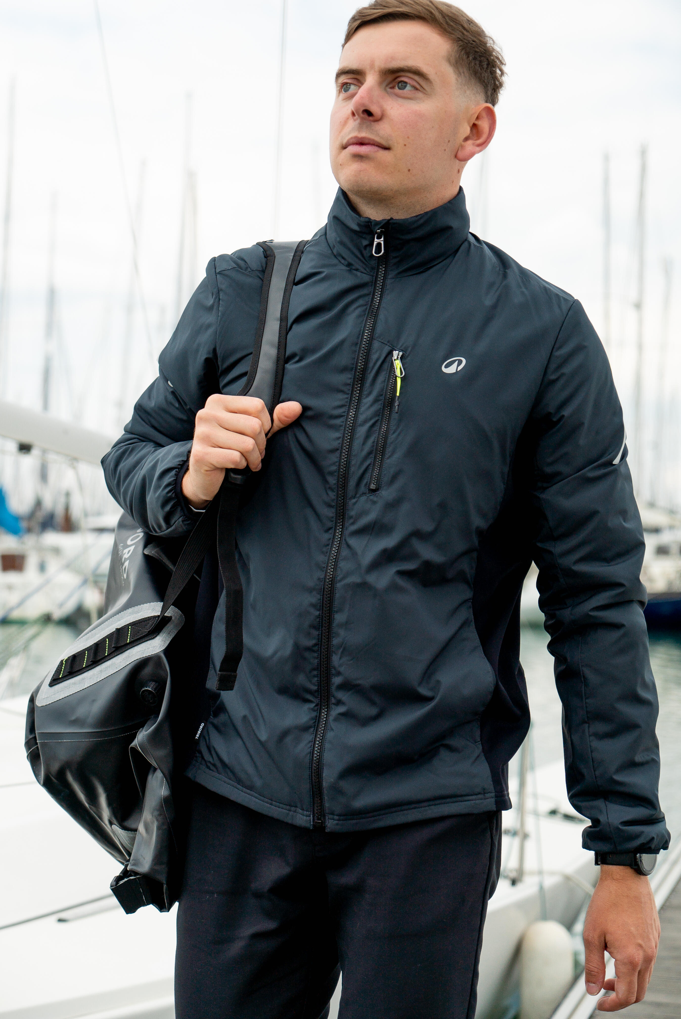 Chaqueta Polar Hombre perlante Sailing 500 Midlayer Gris Oscuro 14/14
