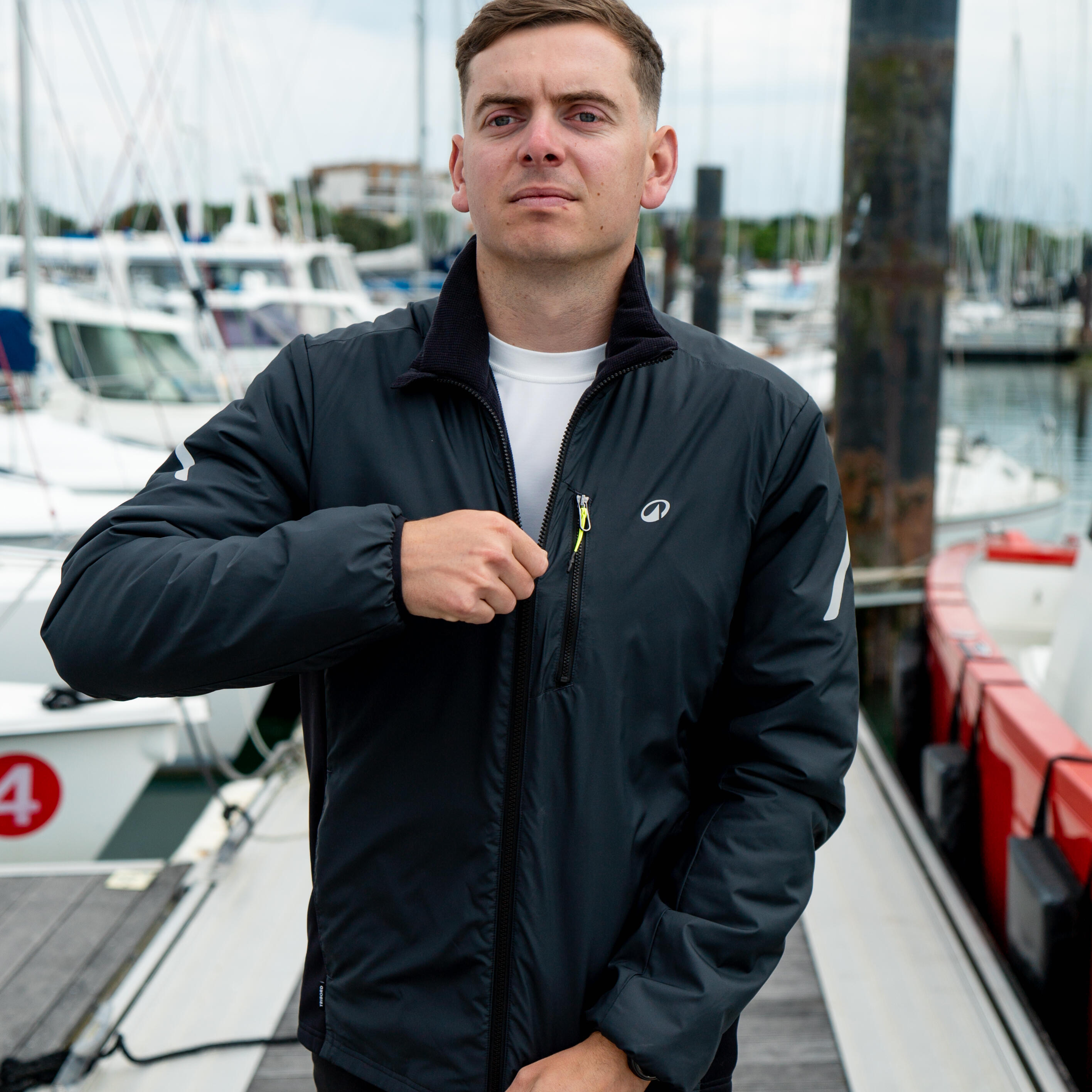 Chaqueta Polar Hombre perlante Sailing 500 Midlayer Gris Oscuro 13/14