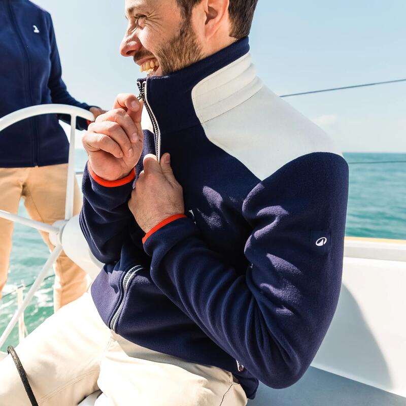 Erkek Sıcak Tutan Yelkenli Poları - Lacivert/Beyaz - Sailing 100