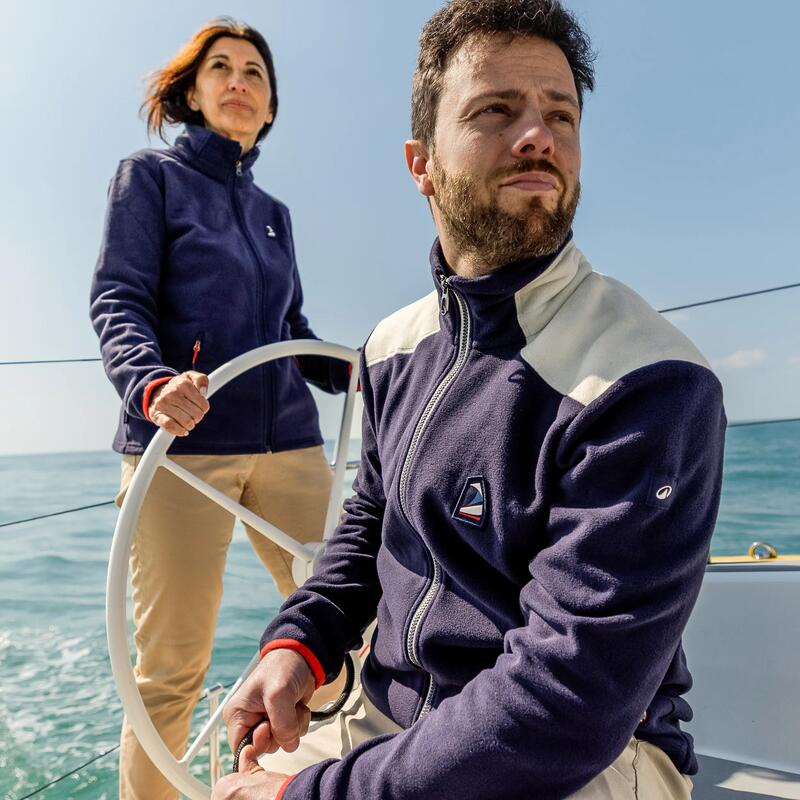 Erkek Sıcak Tutan Yelkenli Poları - Lacivert/Beyaz - Sailing 100