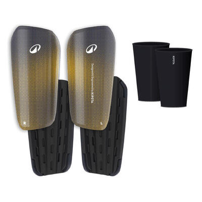 Nagolenniki piłkarskie z opaską podtrzymującą dla dzieci Kipsta F500