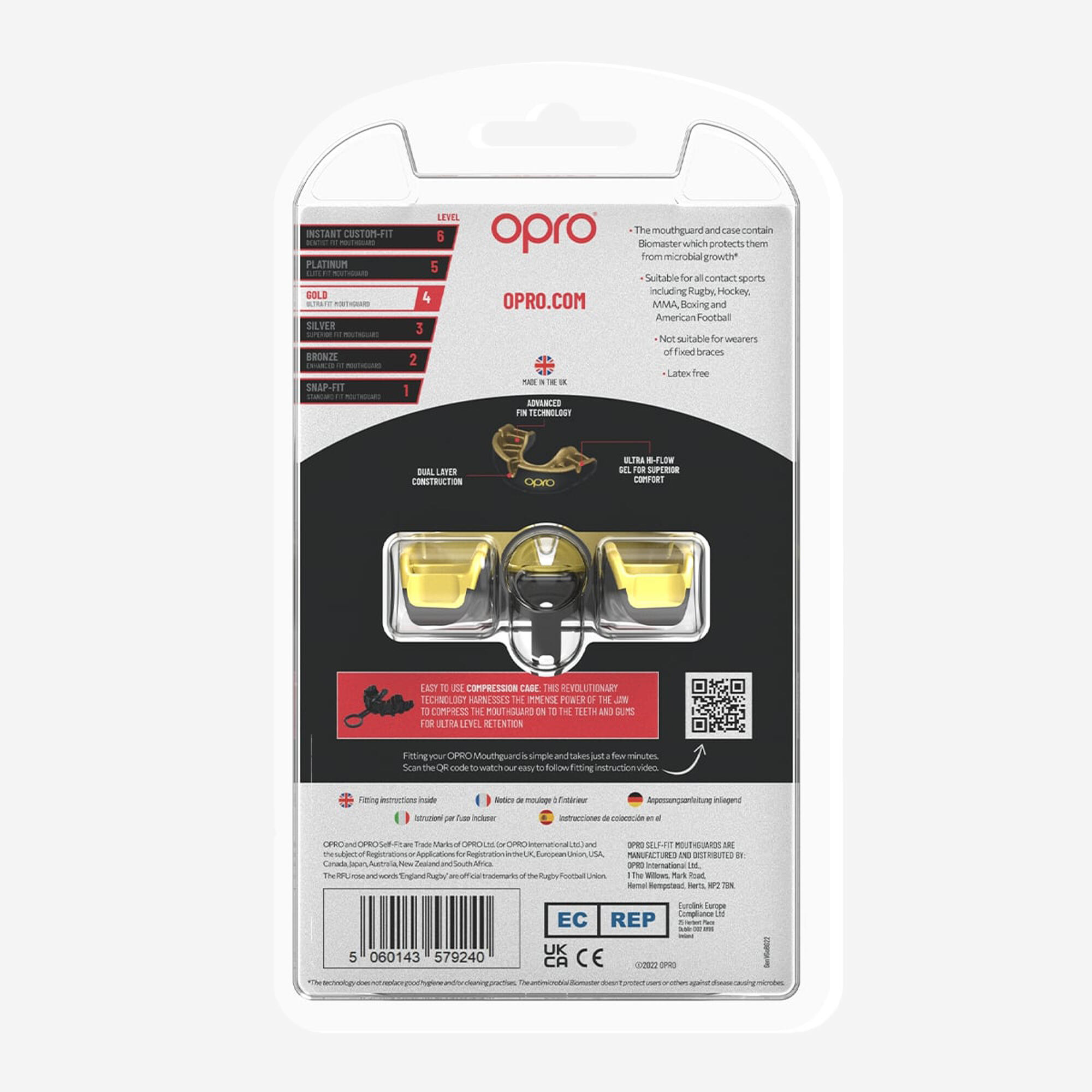 Paradenti adulto Opro GOLD nero-oro 3/5