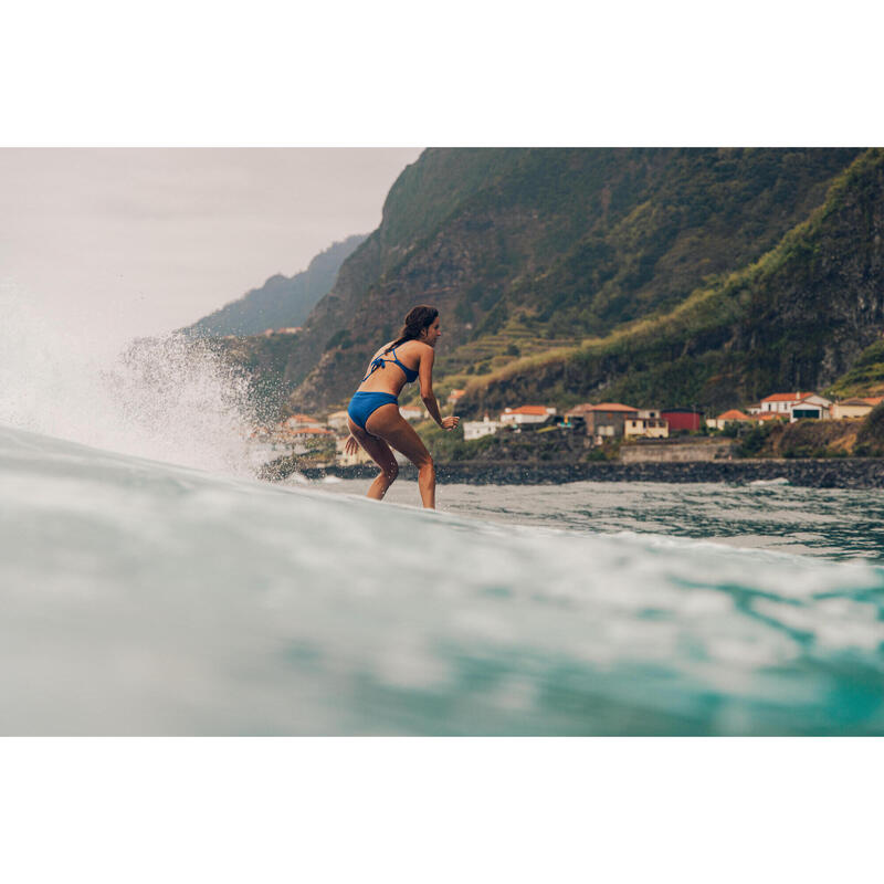 Haut de maillot brassière texturé surf Femme - Bea bleu