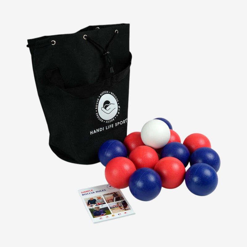Kit de boccia handisport outdoor de 12 balles bleues et rouges