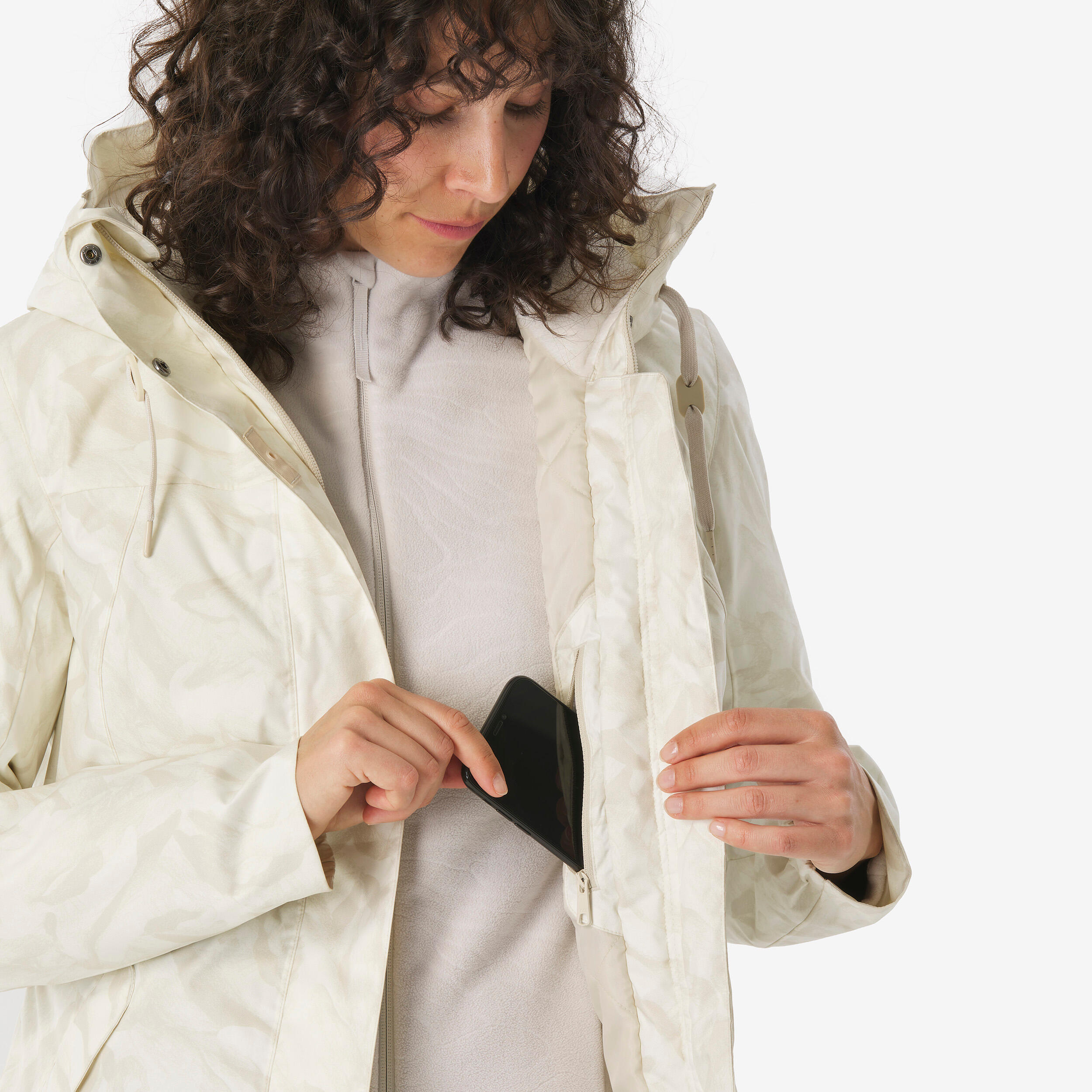 Veste de randonnée -10°C imperméable femme, NH500 beige 7/10