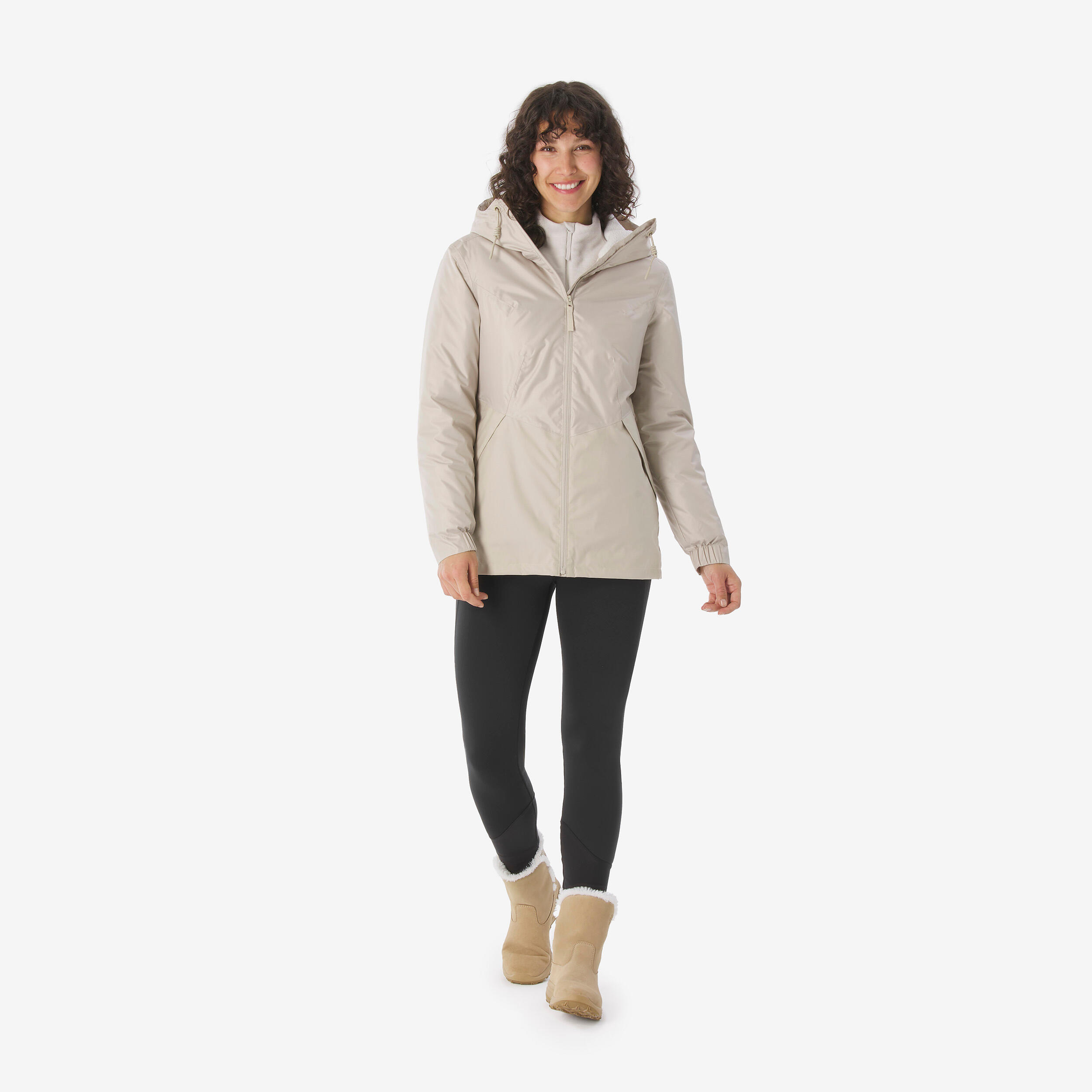 Women’s waterproof hiking jacket -5°C, NH100 - Beige