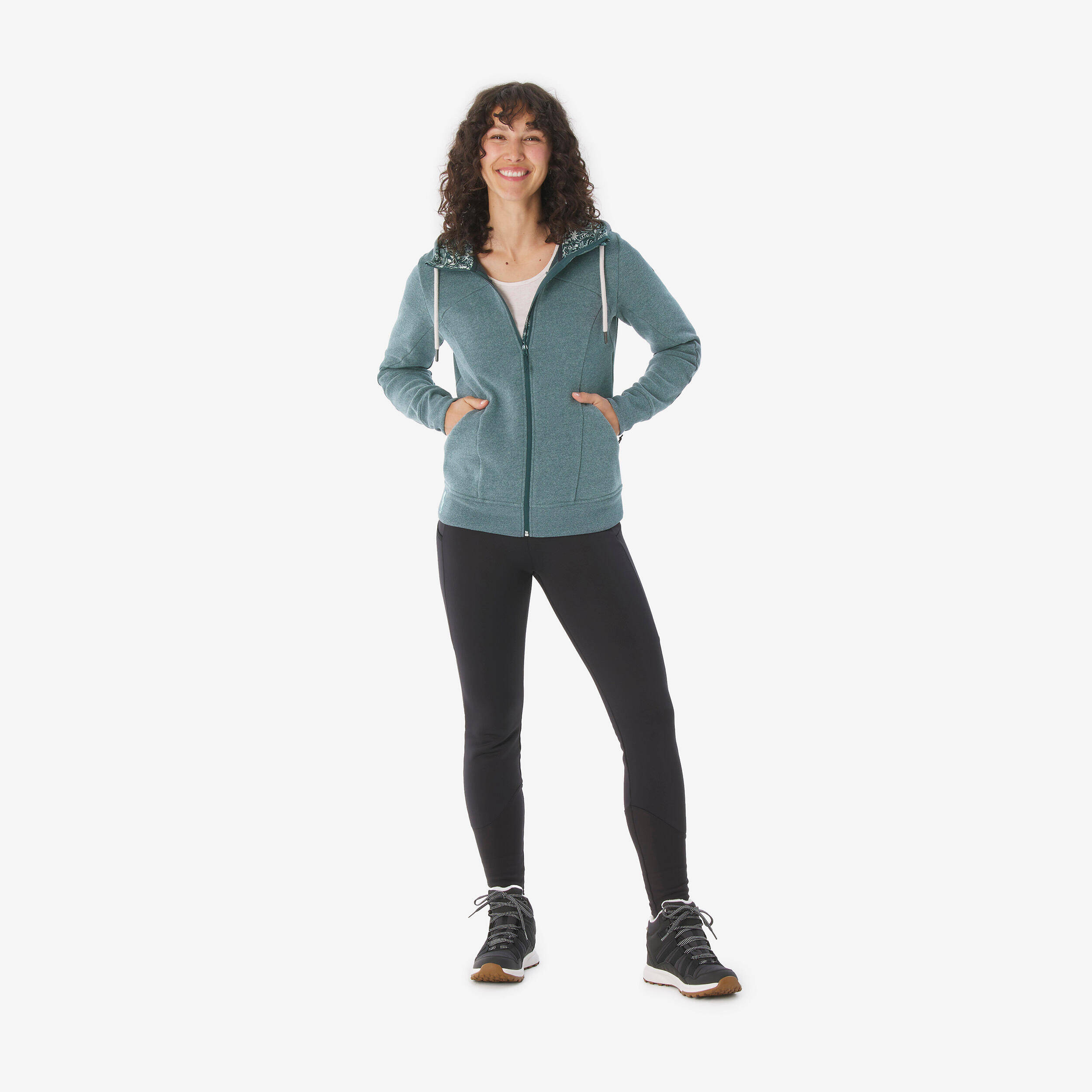 Women's Hiking Breathable Sweatshirt NH500 - Green -  2