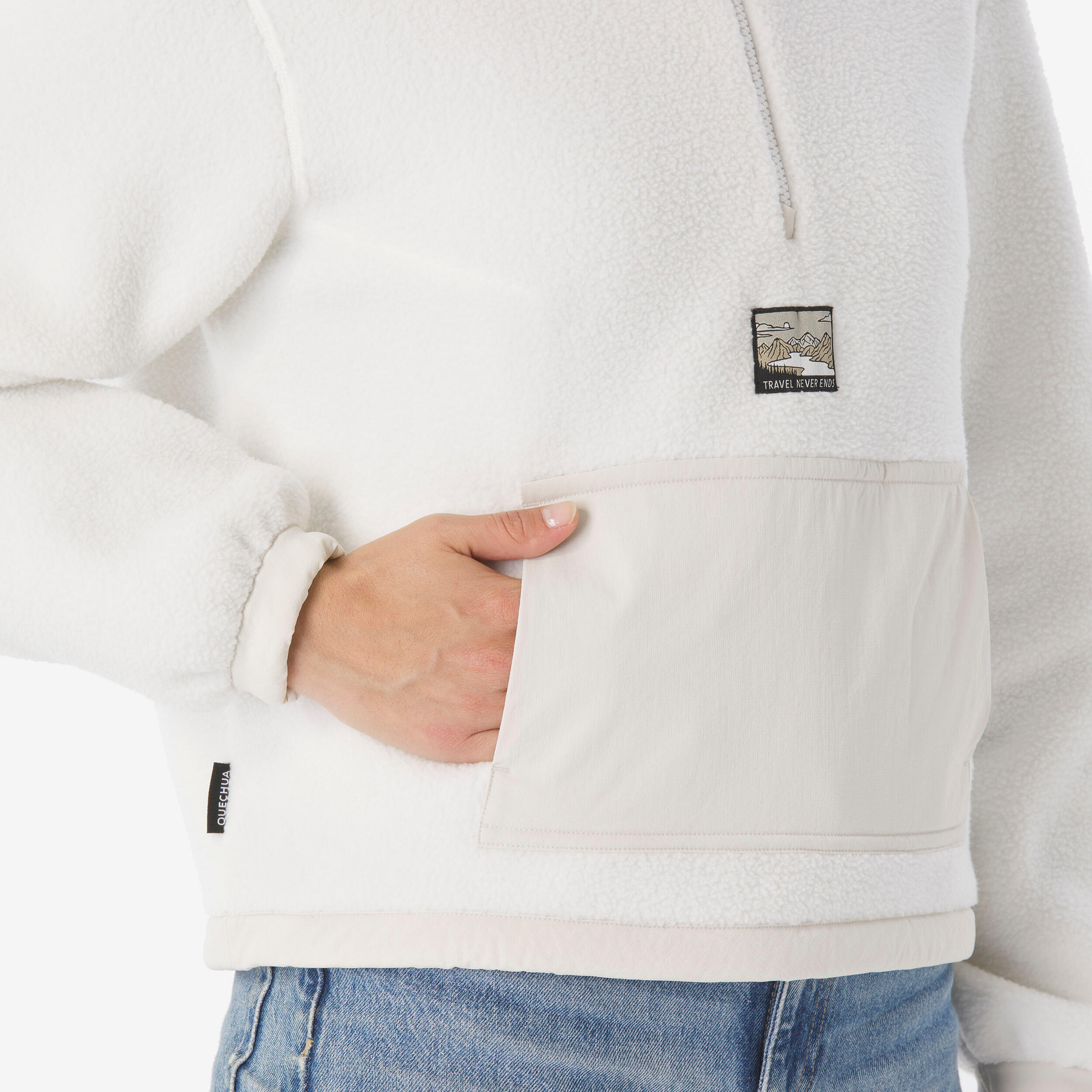 Women's Half-Zip Sherpa Fleece Hiking Sweater, MH 100  - QUECHUA
