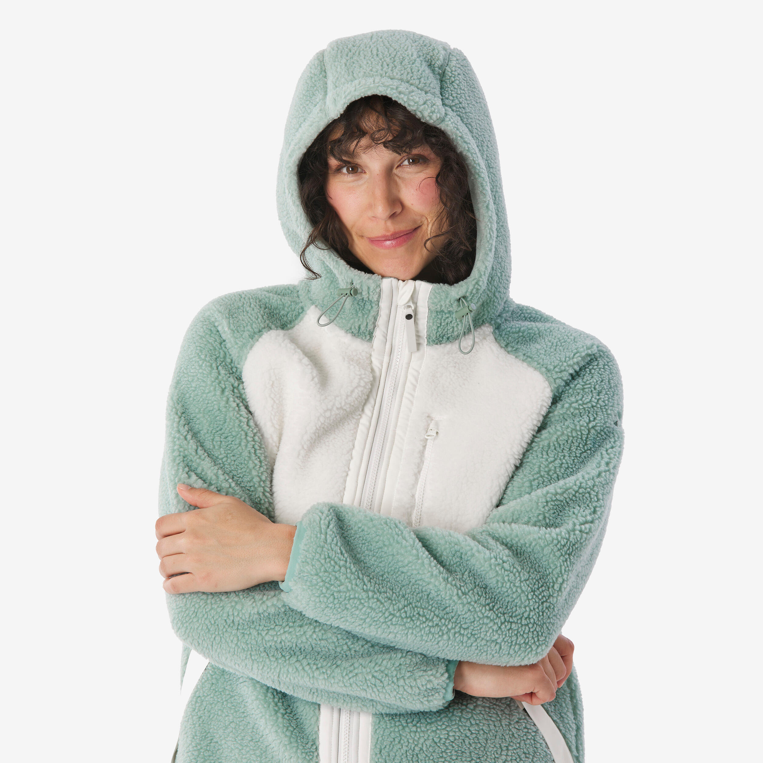 Women’s warm hiking fleece jacket, SH900 - Green