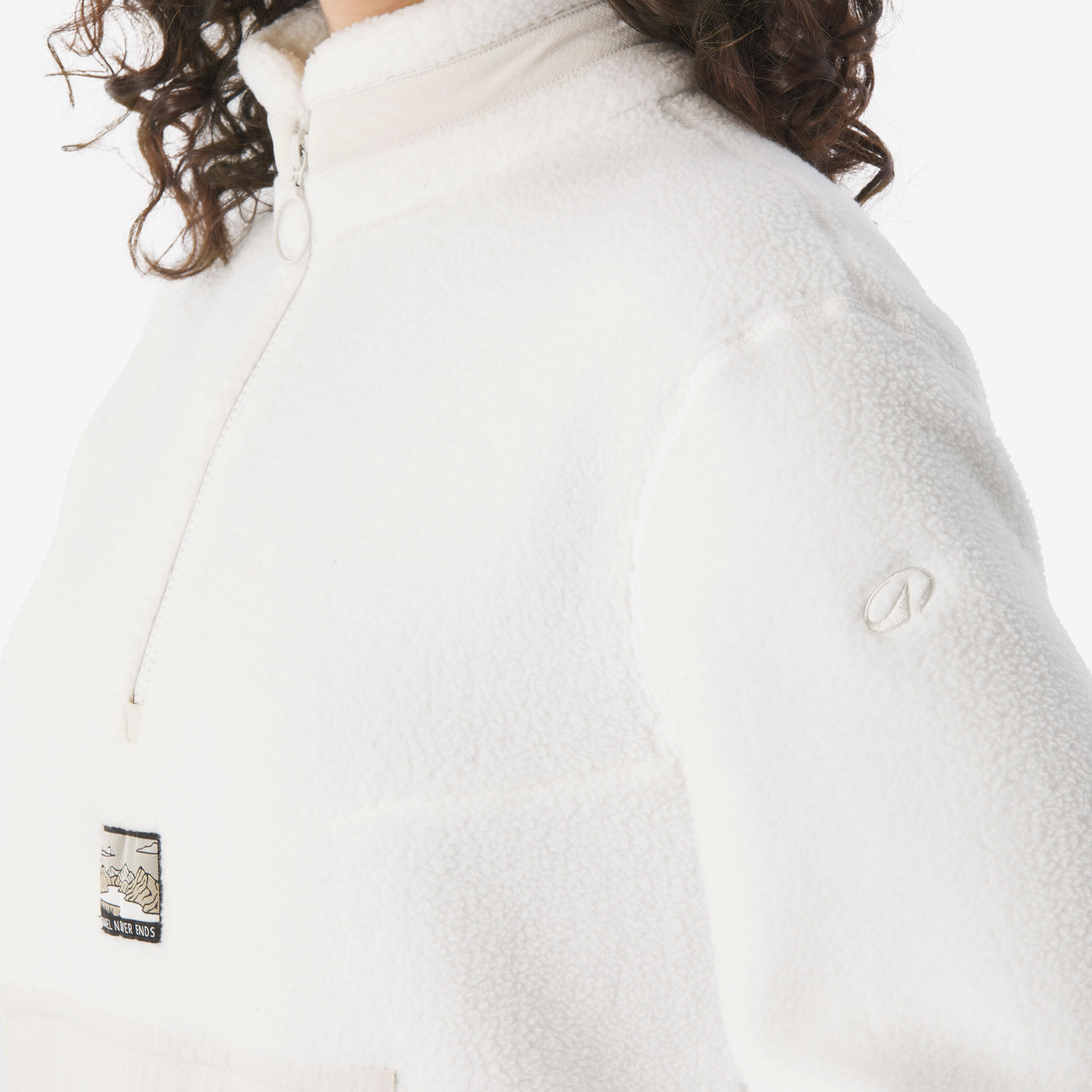 Chandail de randonnée en polaire moutonné à demi-zip femme, MH 100  7/14