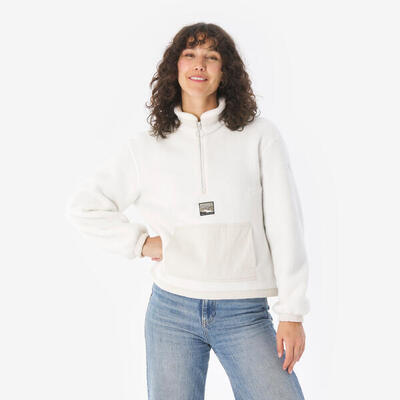 Fleecepullover Damen 1/2 Reißverschluss Wandern - MH100 violett