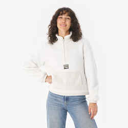 Polaire de randonnée montagne sherpa femme, MH100 1/2 zip beige