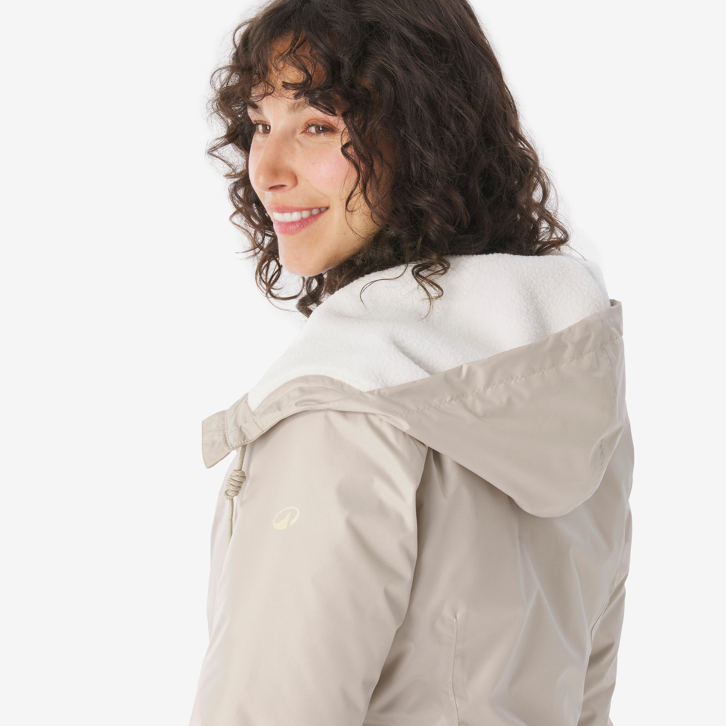 Women’s waterproof hiking jacket -5°C, NH100 - Beige