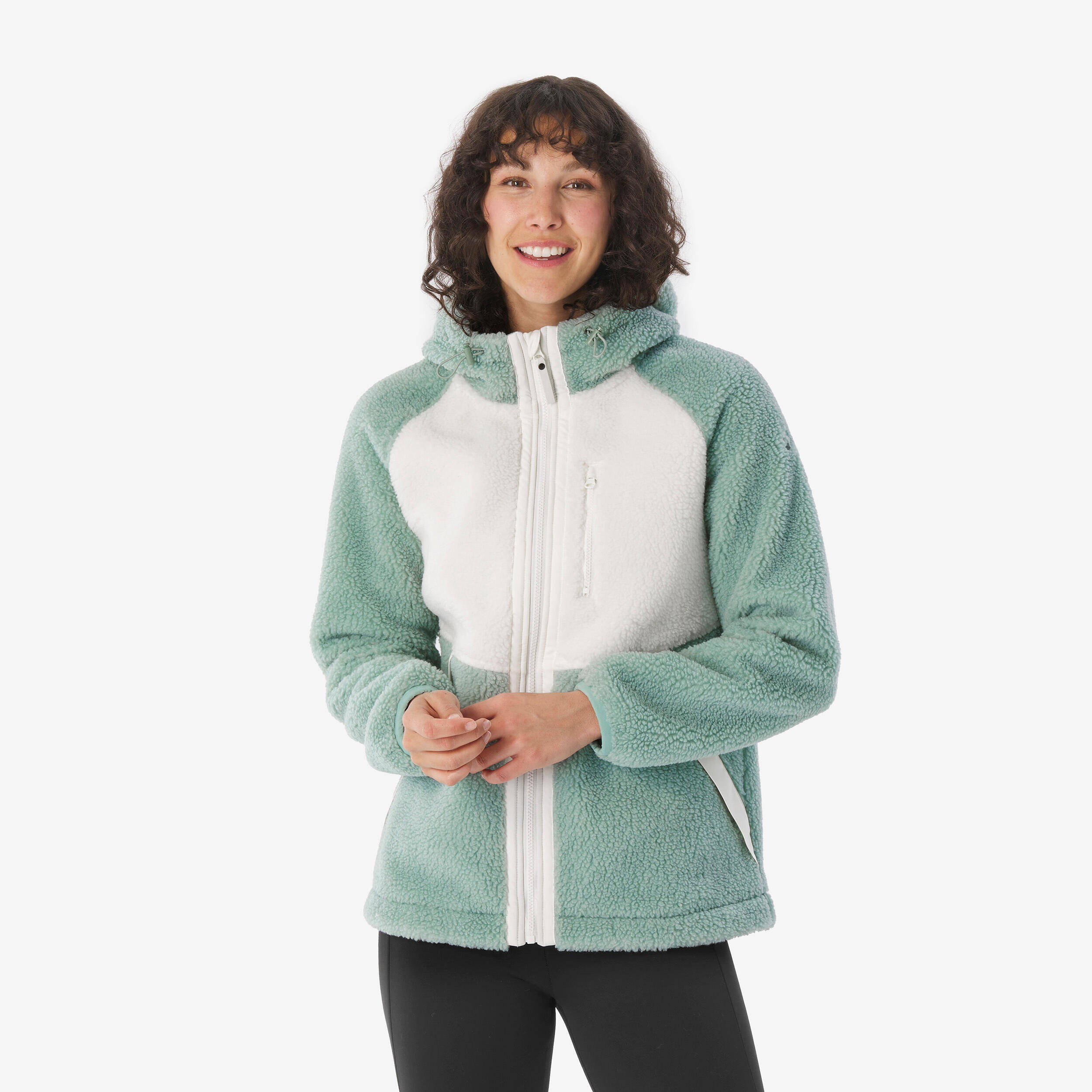 Women’s warm hiking fleece jacket, SH900 - Green -  1
