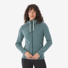 Sweatshirt de randonnée respirant femme, NH500 vert