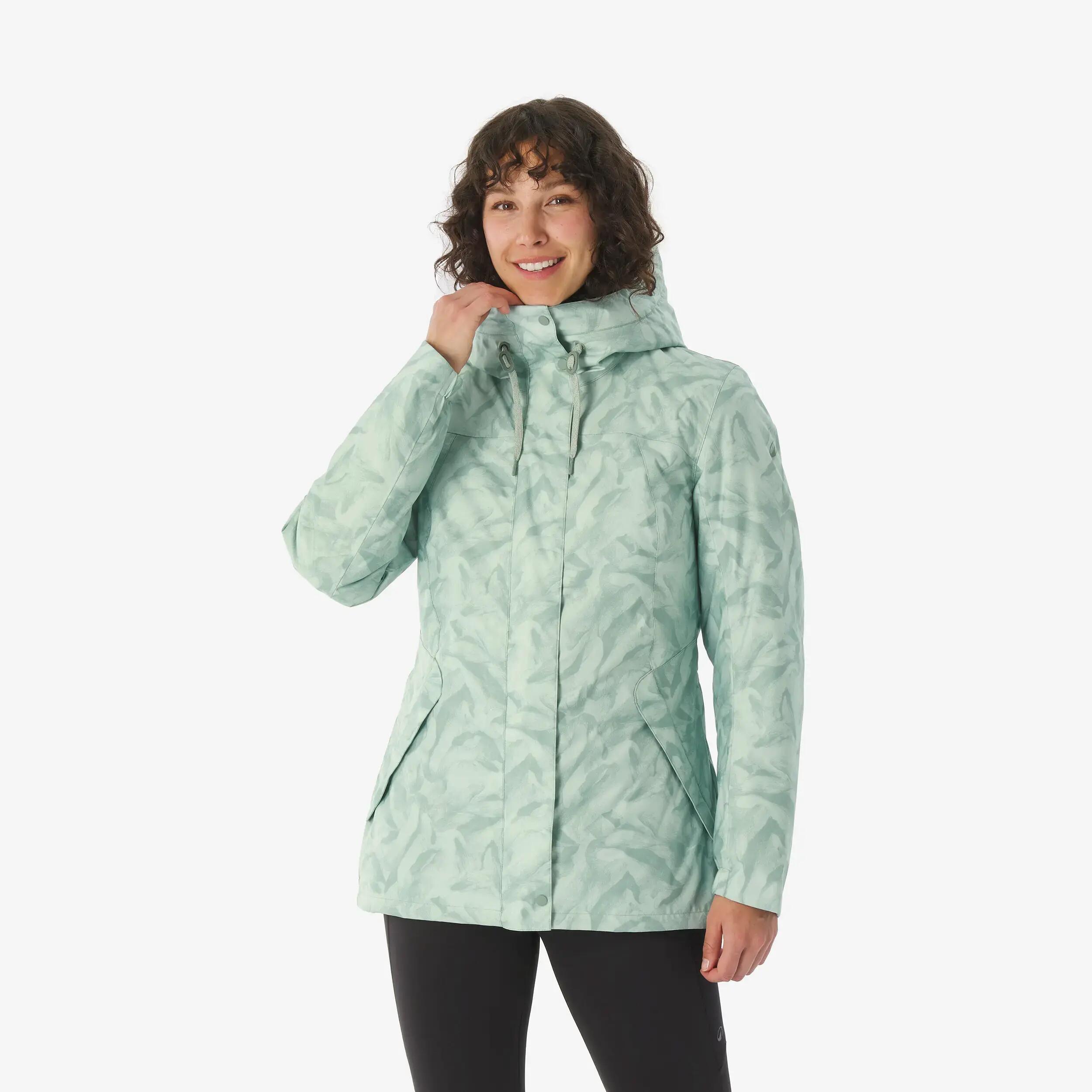 Women’s waterproof hiking jacket -10°C NH500 - Green -  1