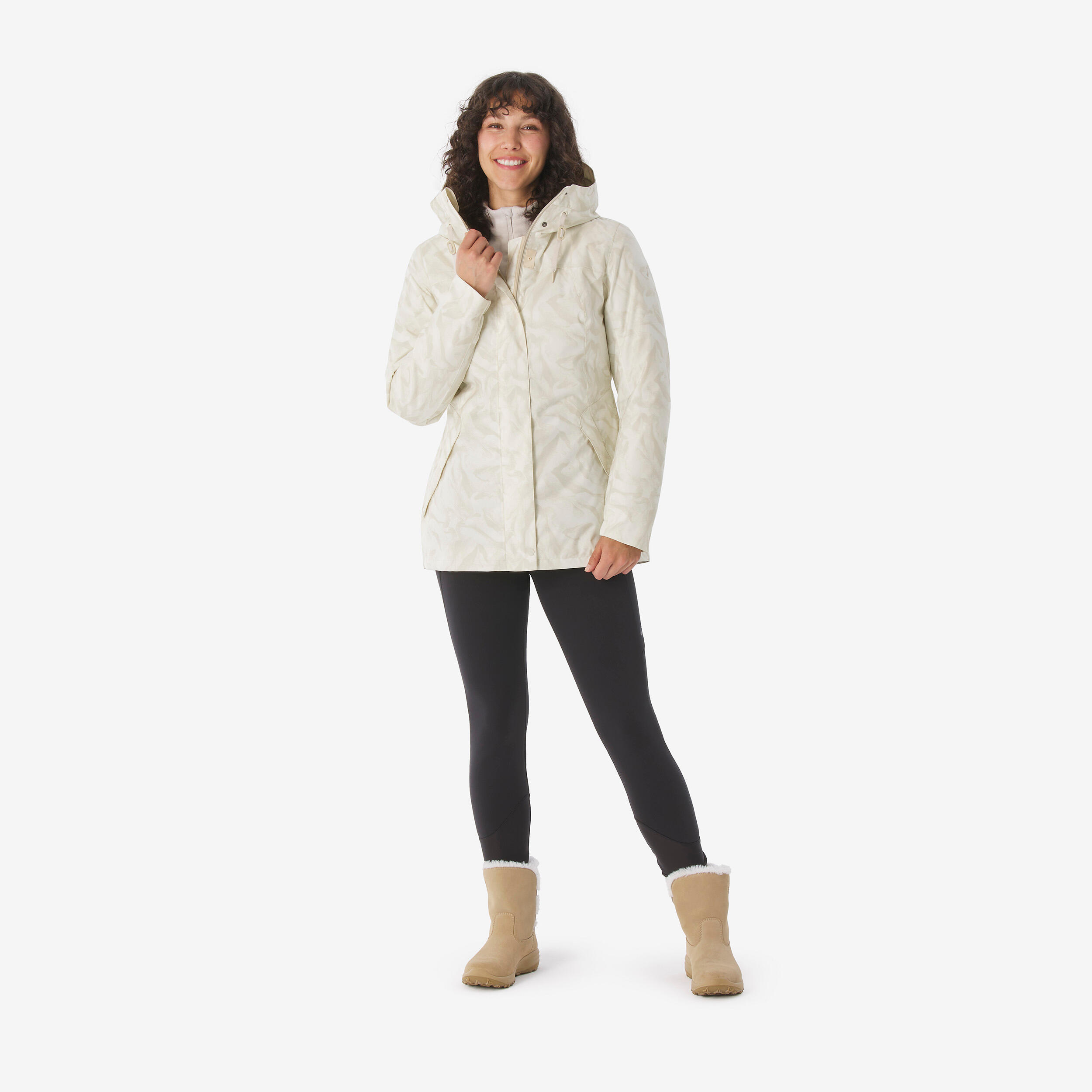 Women’s waterproof hiking jacket -10°C NH500 - Beige