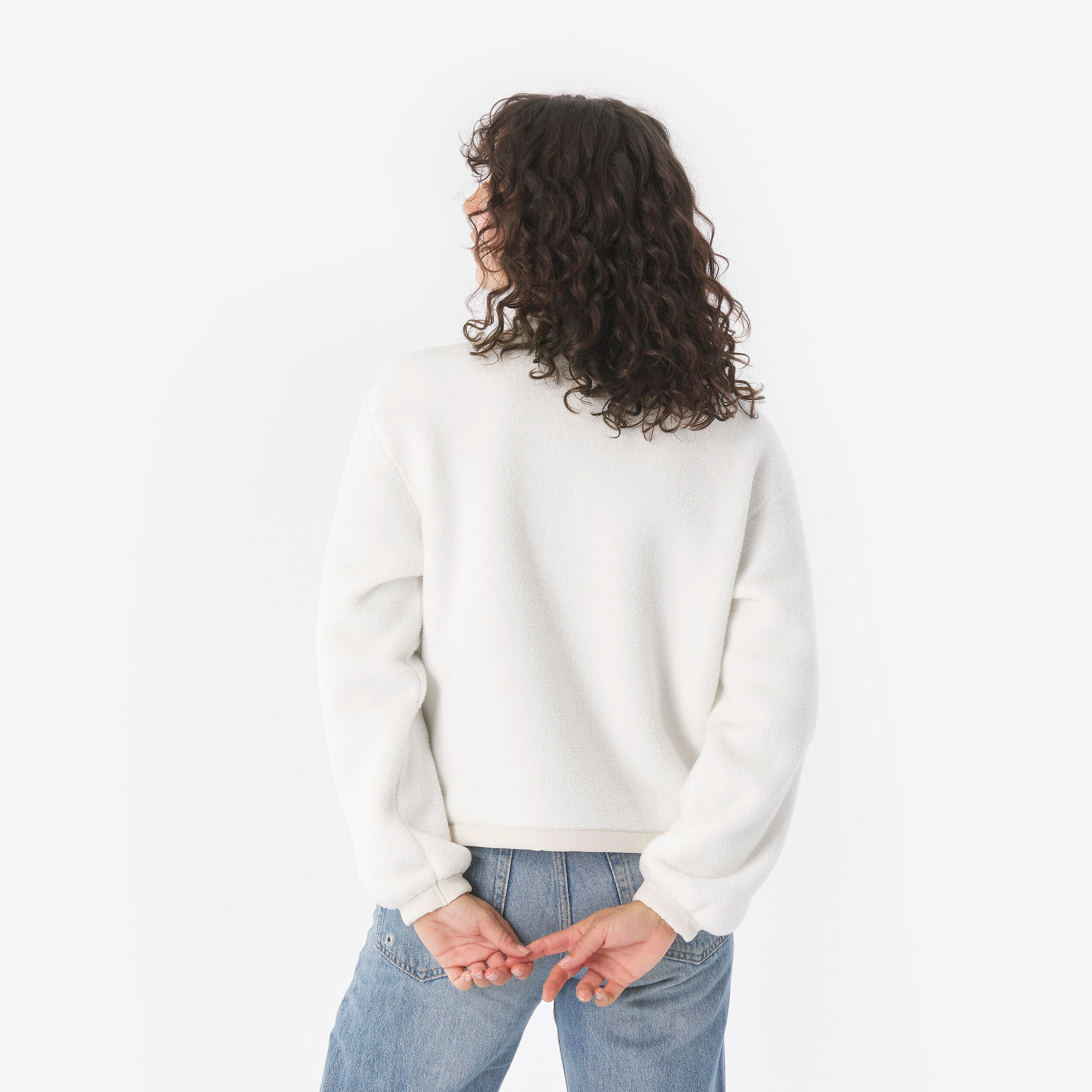 Chandail de randonnée en polaire moutonné à demi-zip femme, MH 100  3/14