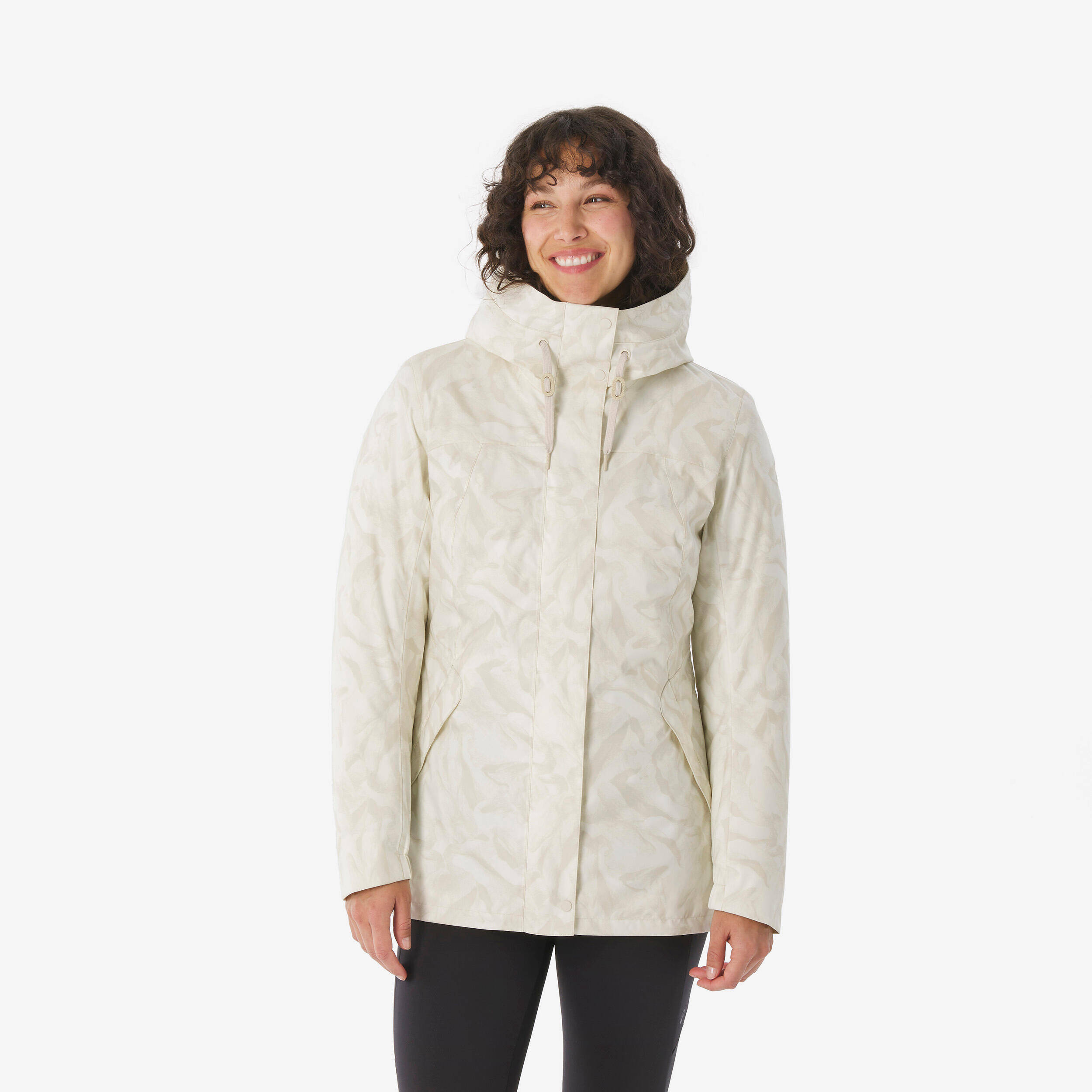 Women’s waterproof hiking jacket -10°C NH500 - Beige -  1