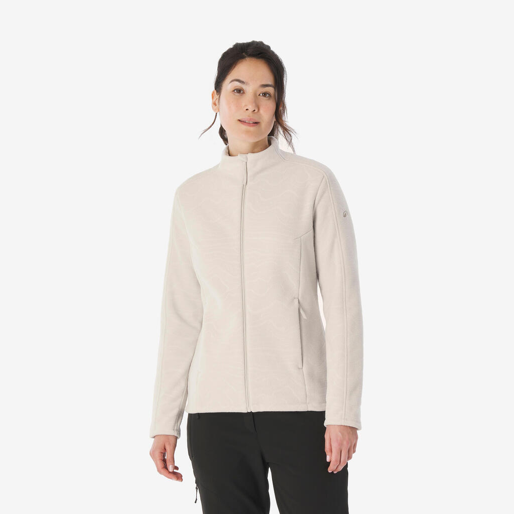 Women’s mountain hiking fleece jacket MH500 Full Zip - Beige