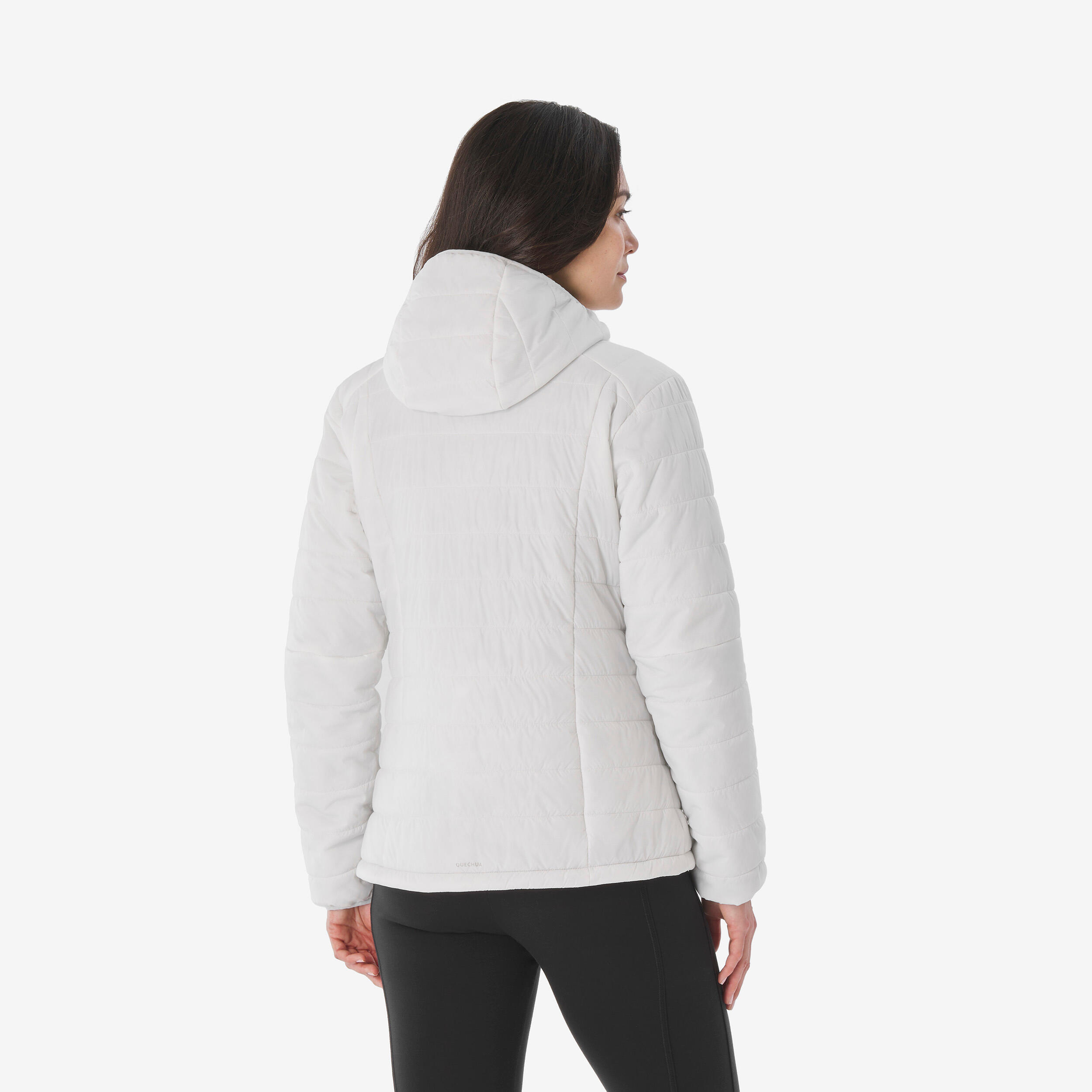 Chaqueta acolchada trekking con capucha sintética mujer, MT100 sin