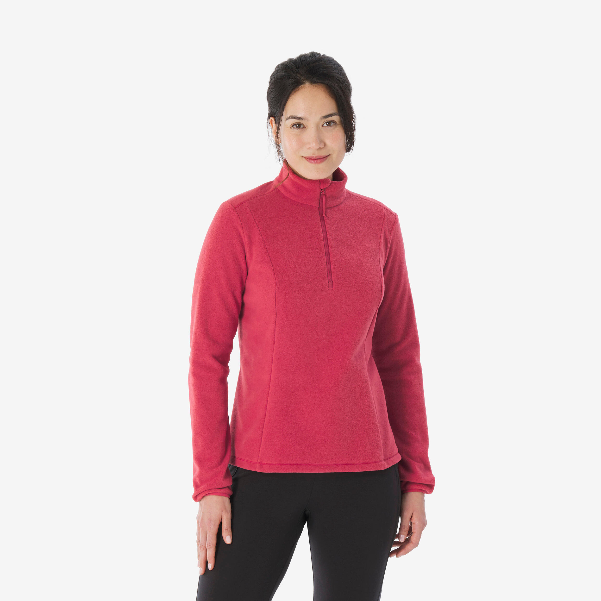 Fleece damestrui voor bergwandelen MH100 donkerroze 1/6