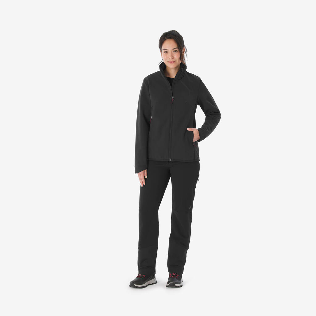 جاكيت مُقاوم للرياح ثقيل للنساء - SOFTSHELL MT100 أسود