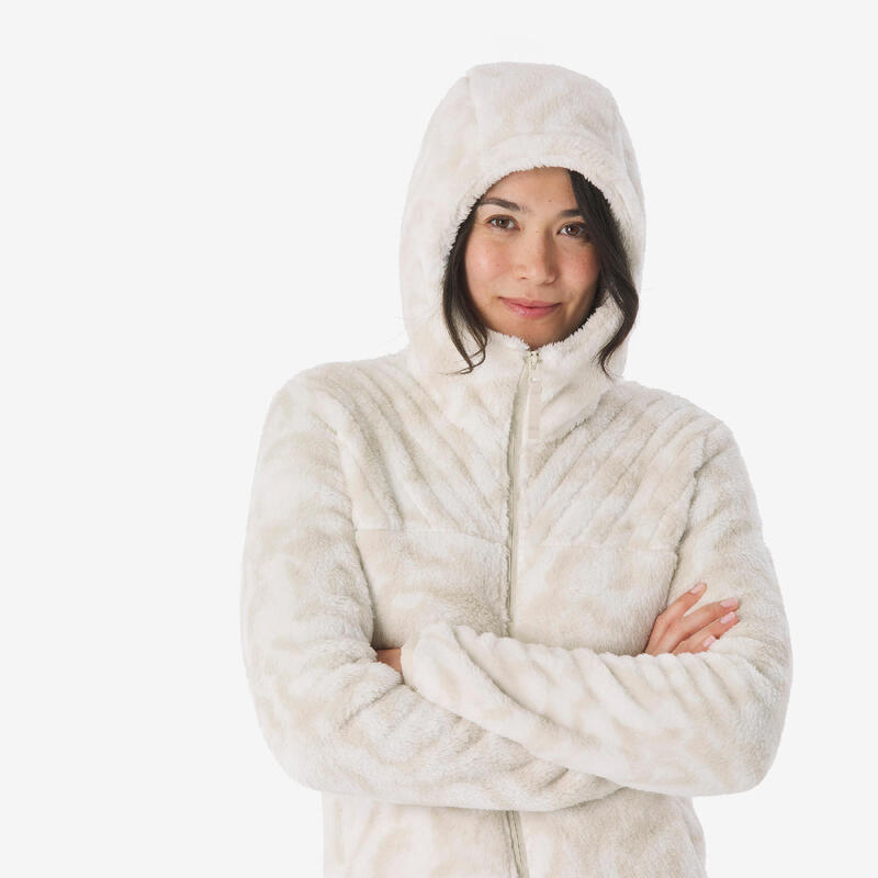 Polar călduros Drumeție NH500 Bej Damă