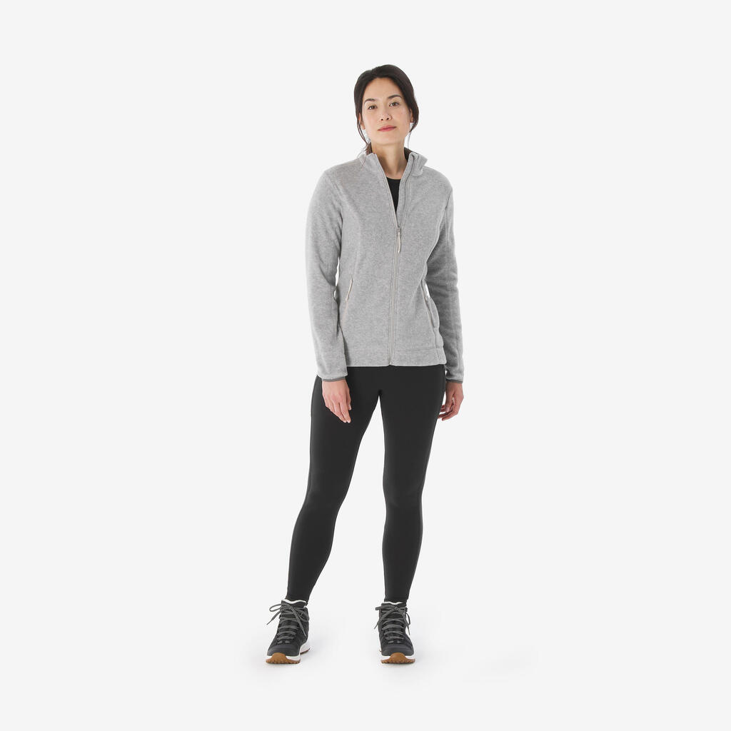 Polaire de randonnée montagne femme, MH100 full zip blanc