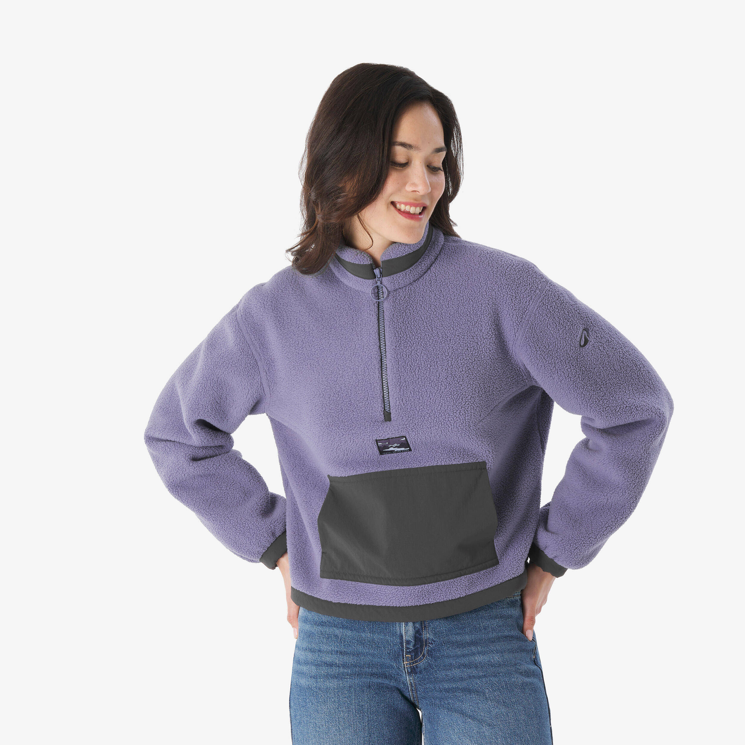 Women's Sherpa Mountain Hiking Fleece MH100 1/2 Zip - Purple