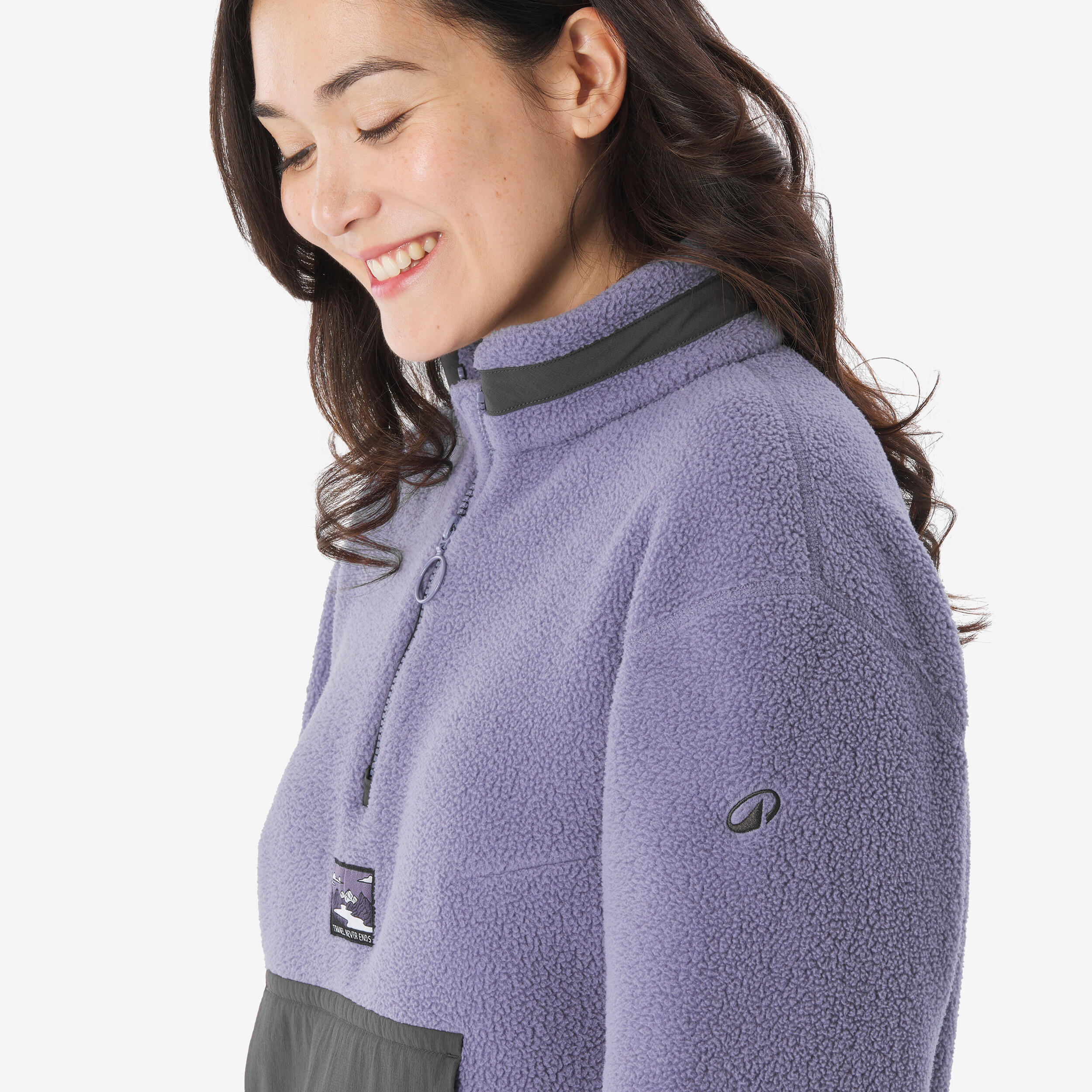 Chandail de randonnée en polaire moutonné à demi-zip femme, MH 100 5/14