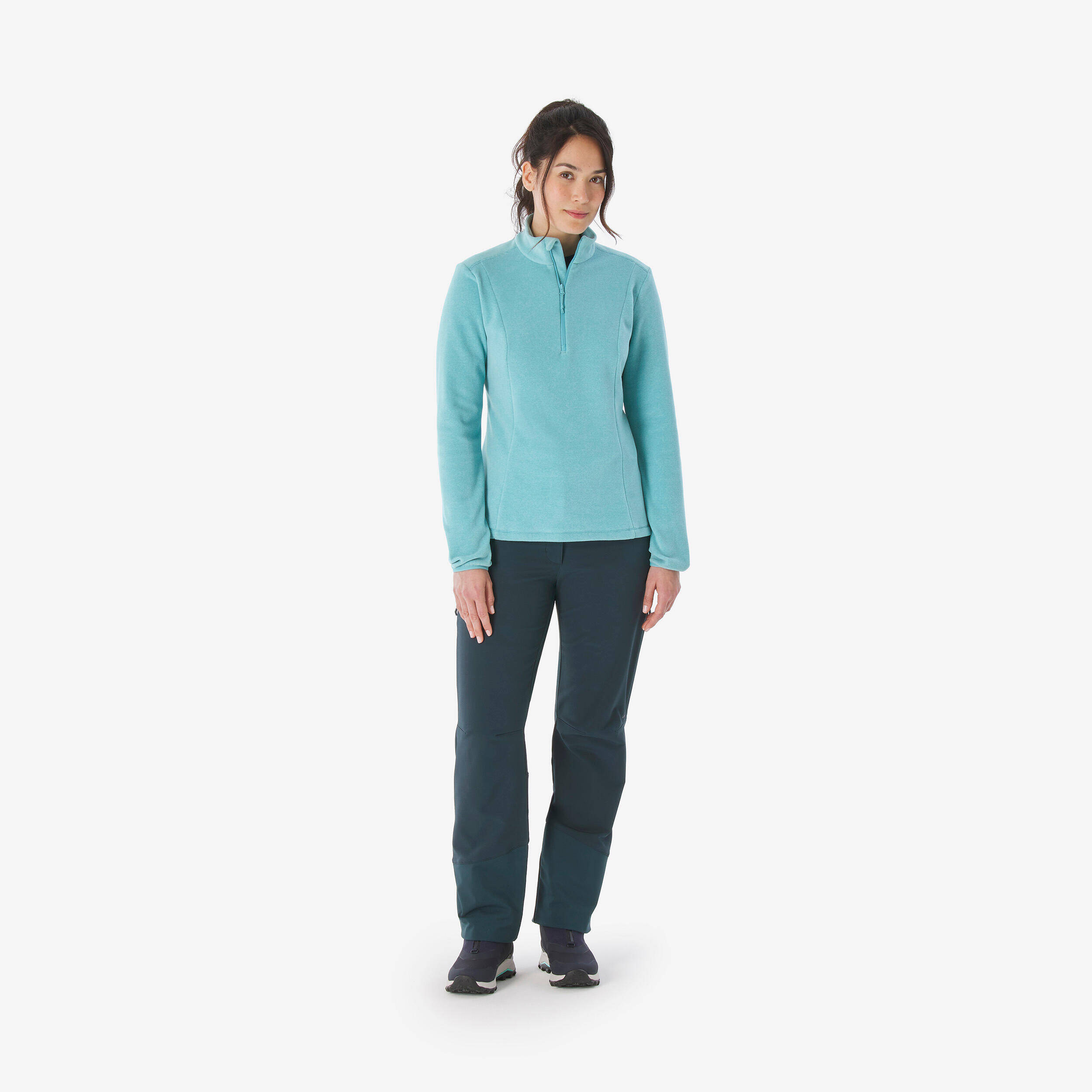 Women’s Mountain Walking Fleece MH100 - Turquoise -  2