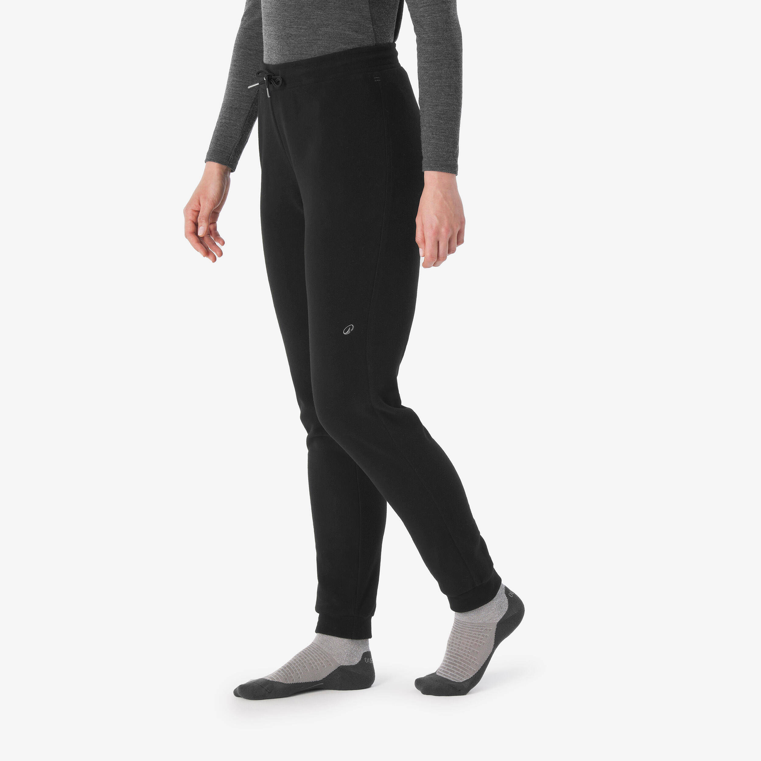 Women’s hiking fleece tights MH100 - BLACK -  2