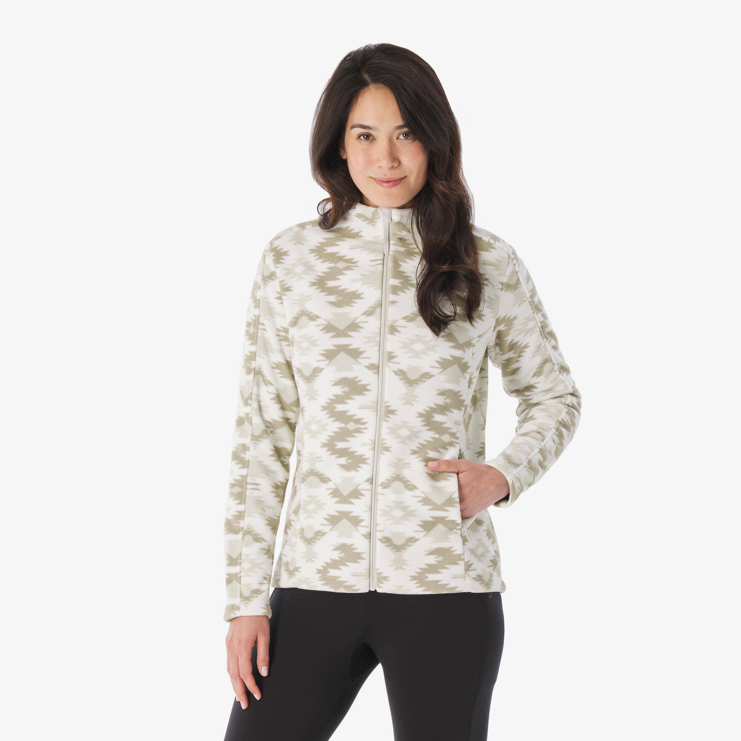 Women’s mountain hiking fleece jacket, MH500 Full Zip