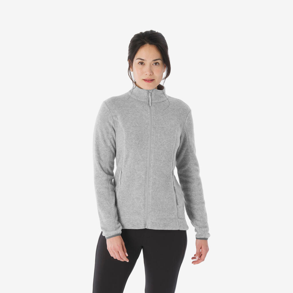 Polaire de randonnée montagne femme, MH100 full zip blanc