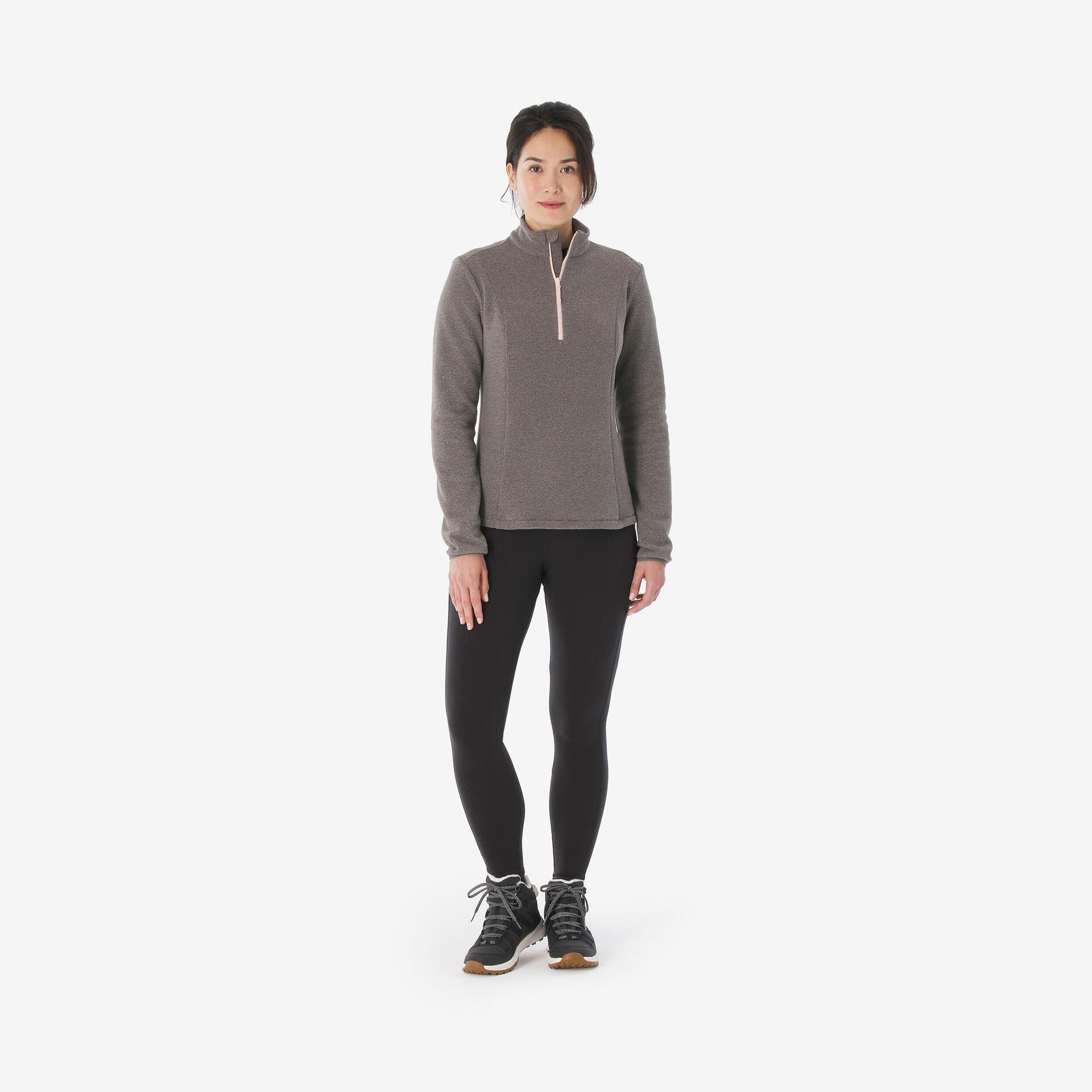 Women S Half Zip Fleece Jacket Mh100 Grey