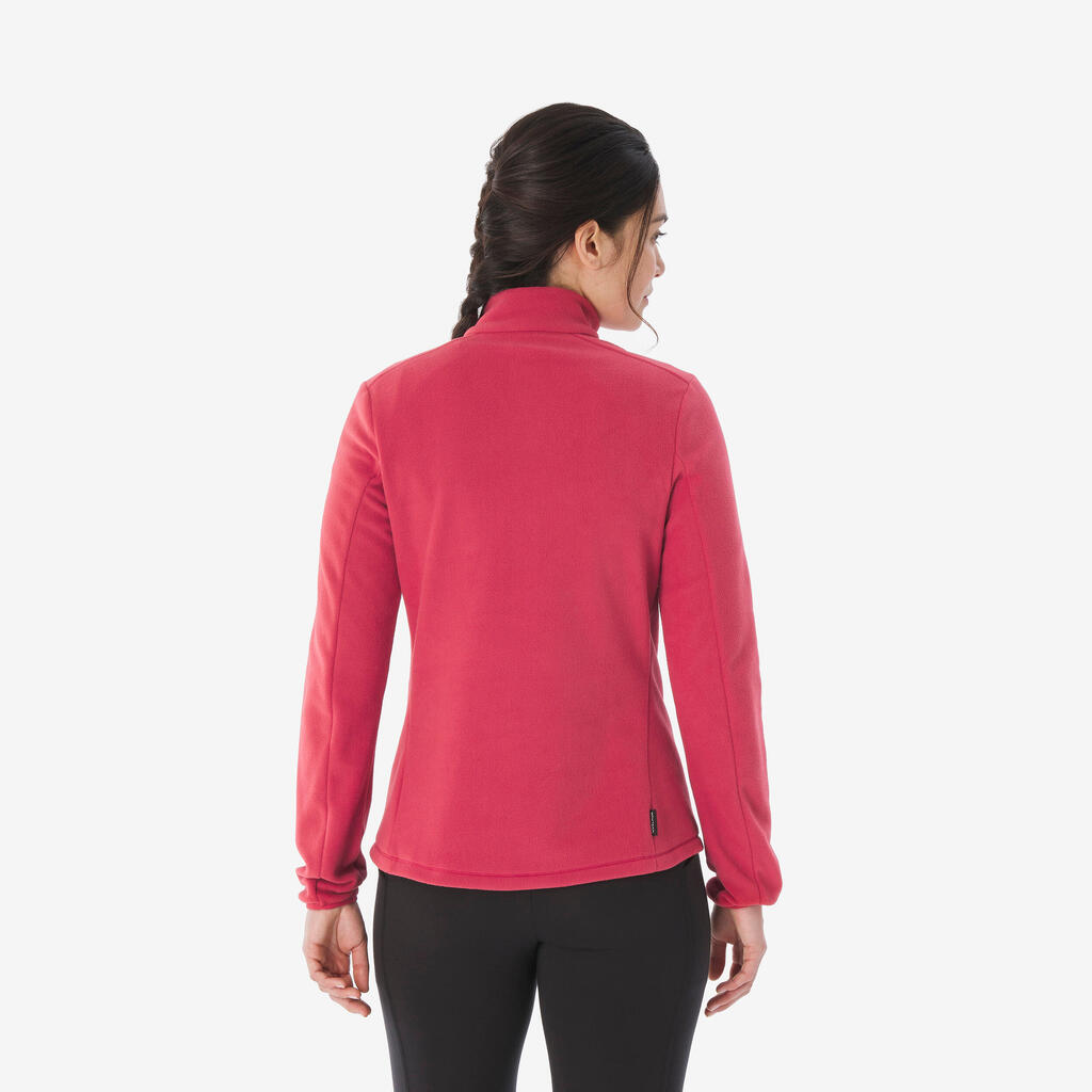 Women’s mountain hiking fleece jacket, MH100 Half Zip - Pink
