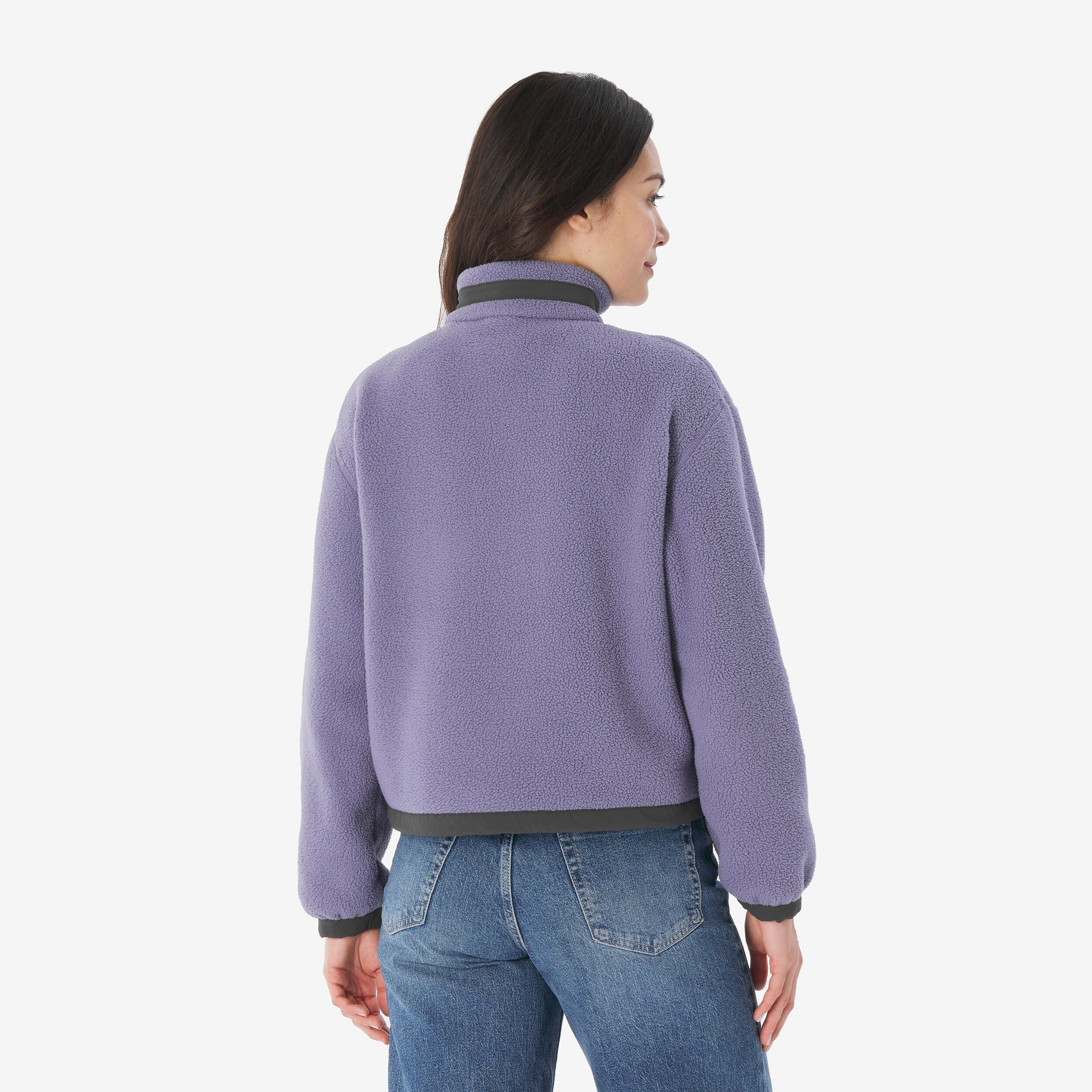 Chandail de randonnée en polaire moutonné à demi-zip femme, MH 100 3/14