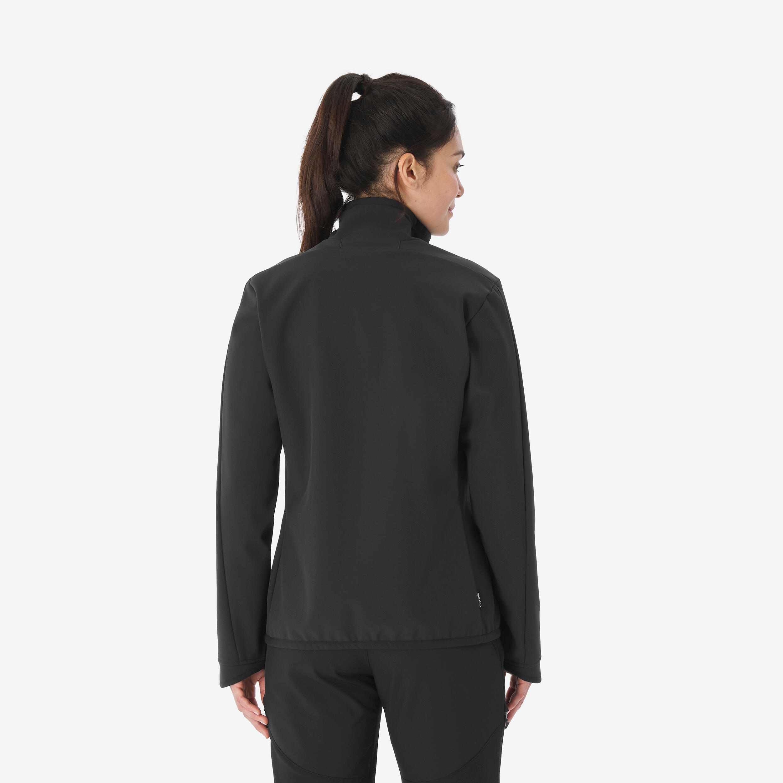 Women’s Softshell Windbreaker Hiking Jacket - MT 100 Black - FORCLAZ